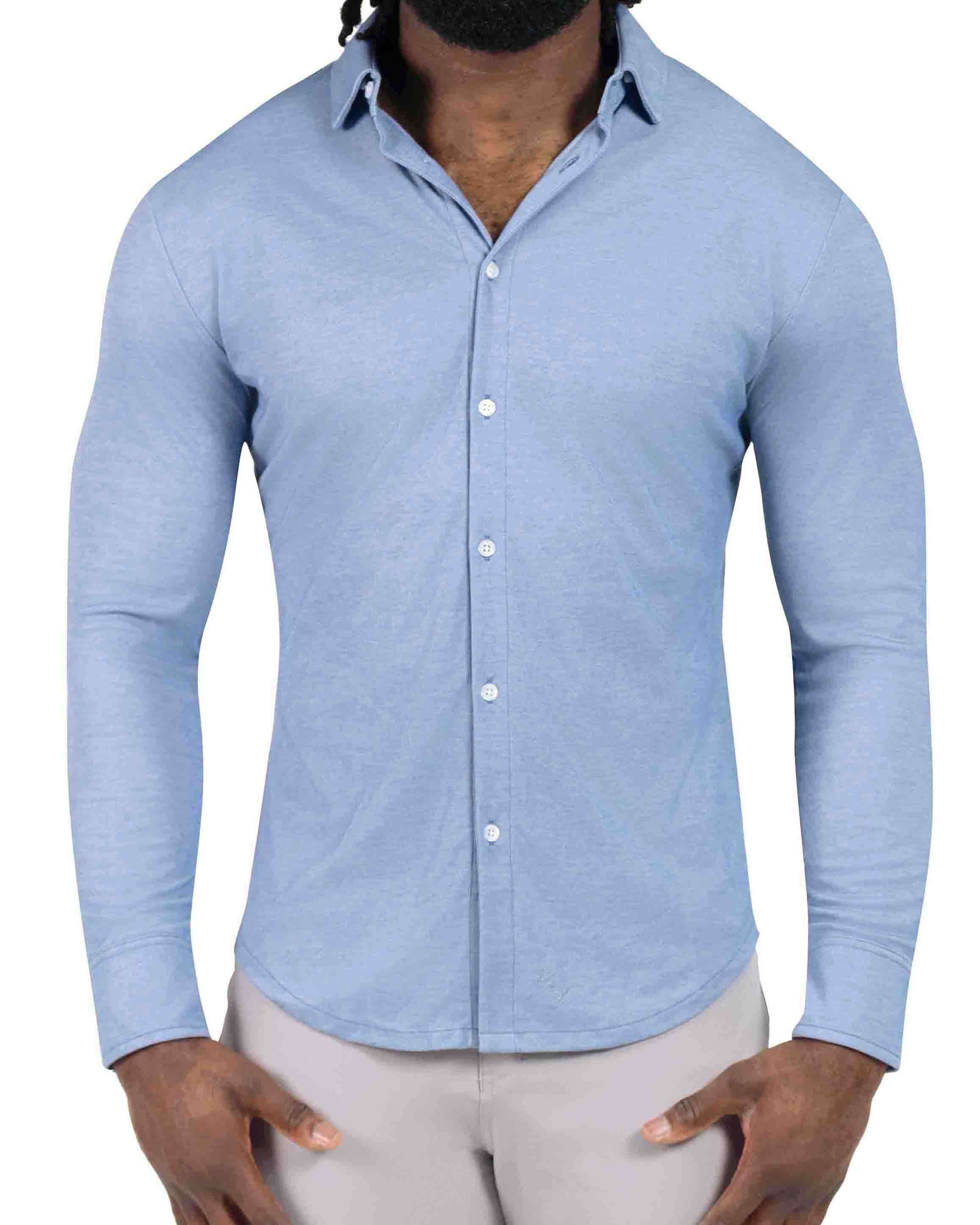 "The Dylan" Sky Blue Pique Button Down
