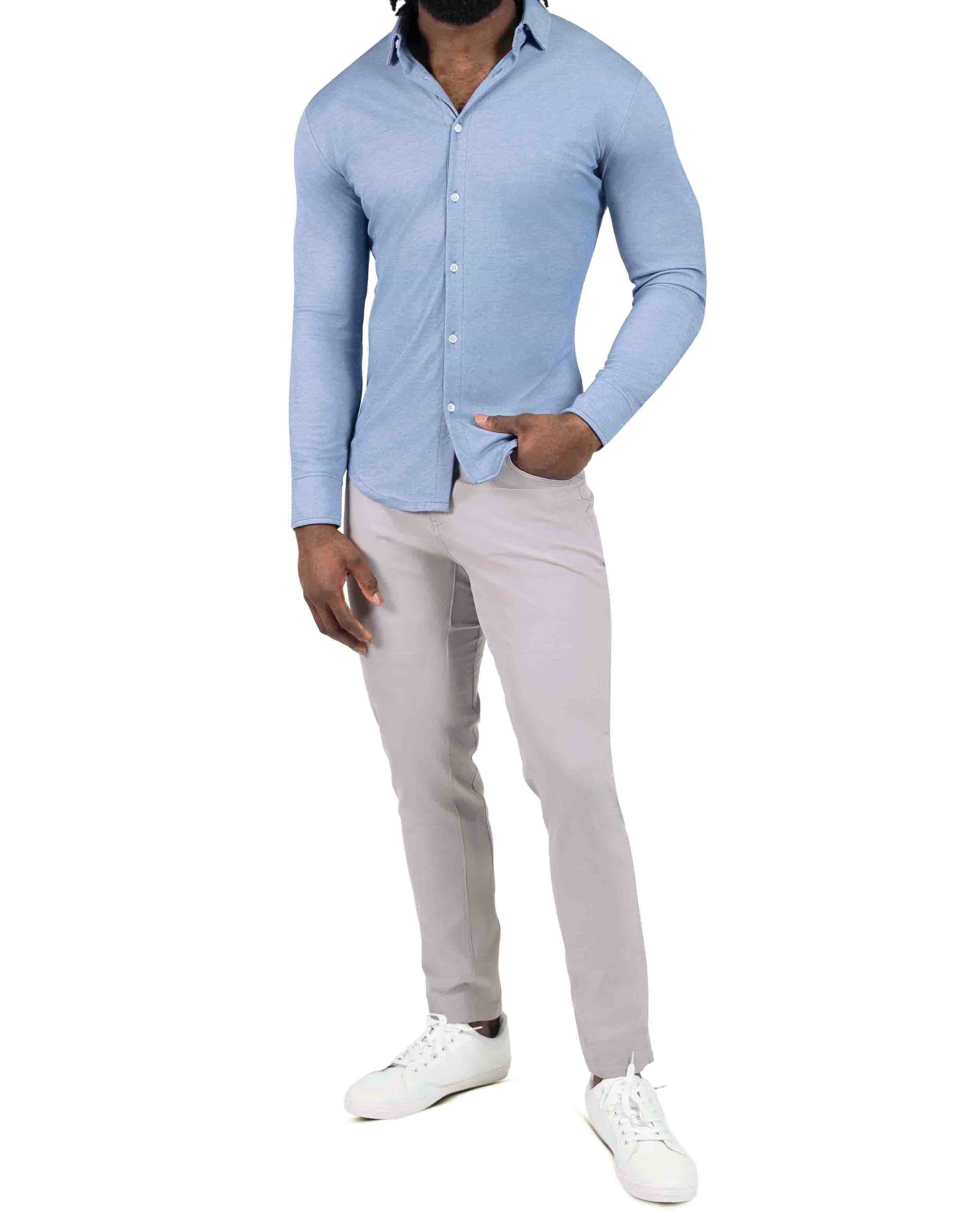 "The Dylan" Sky Blue Pique Button Down