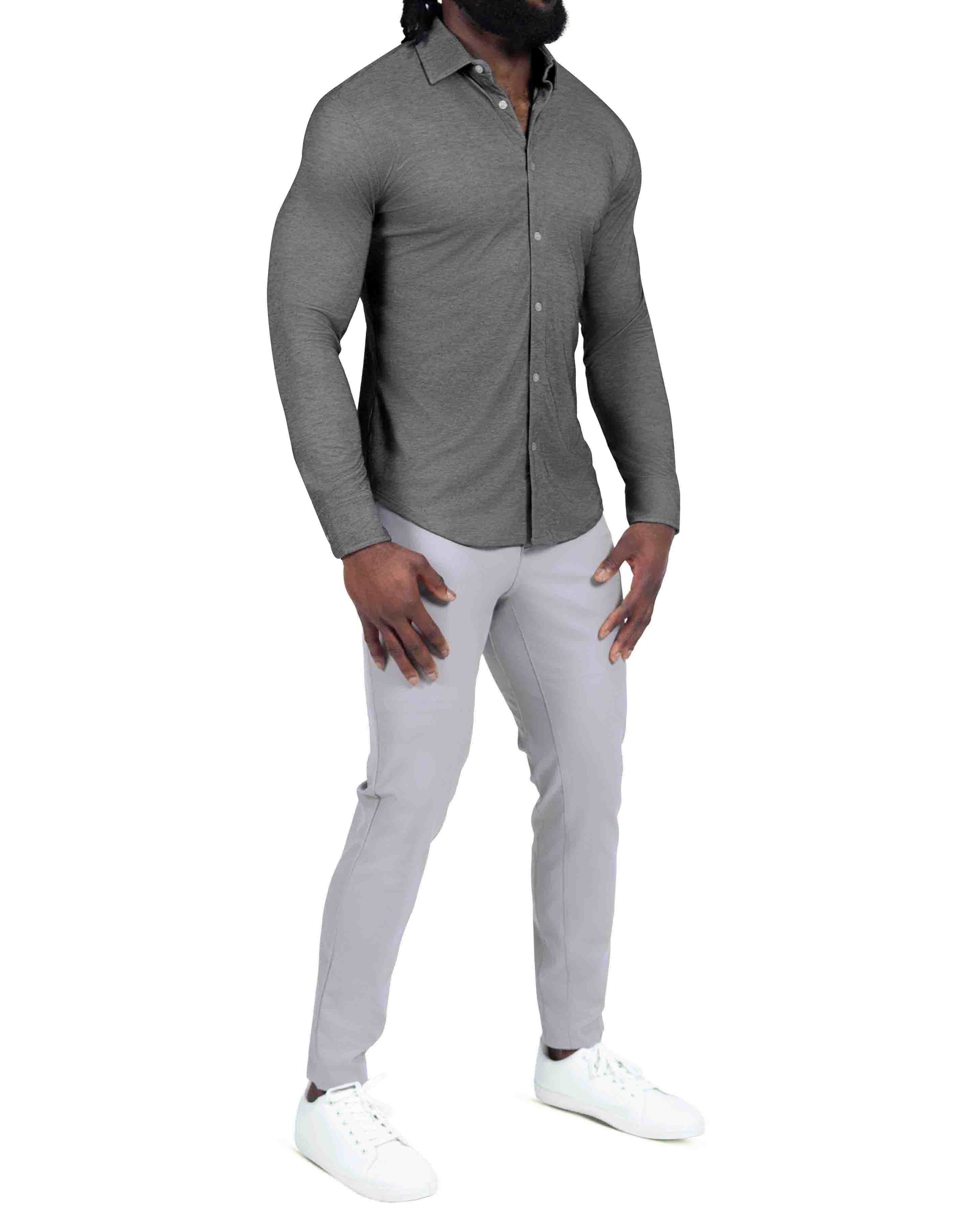 "The Oakley" Charcoal Pique Button Down