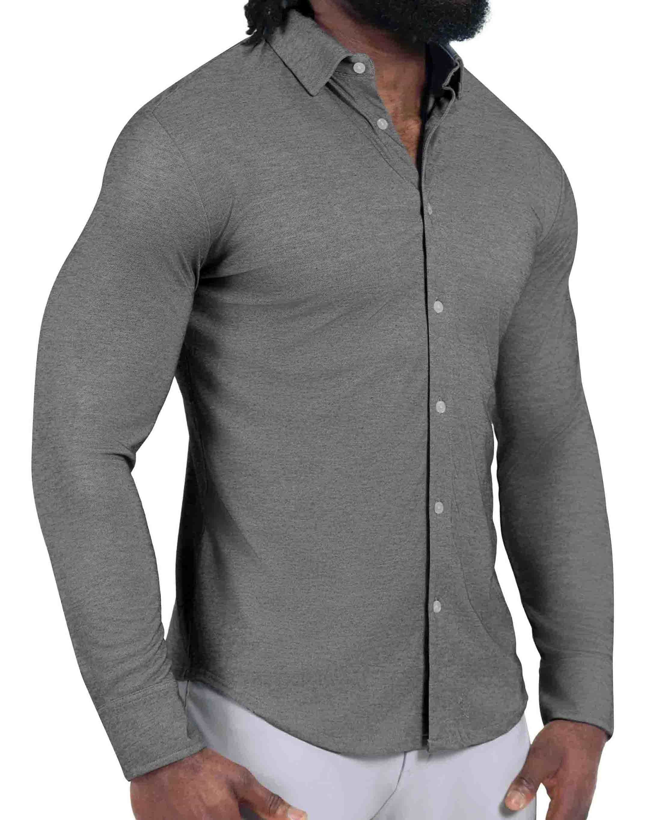 "The Oakley" Charcoal Pique Button Down