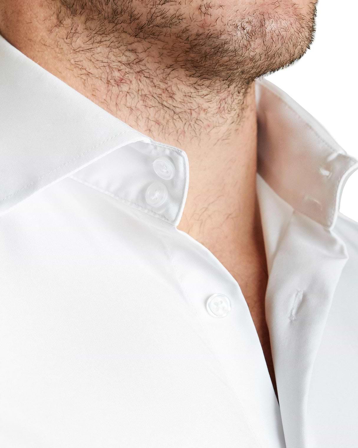 "The Carlton" Solid White Double Button Spread Collar