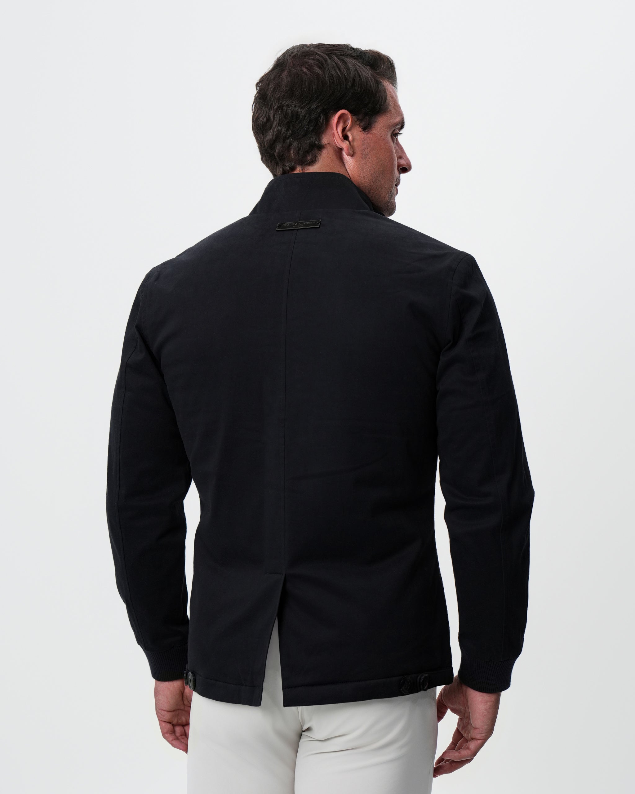 Brushed Cotton Quilted Jacket - Black