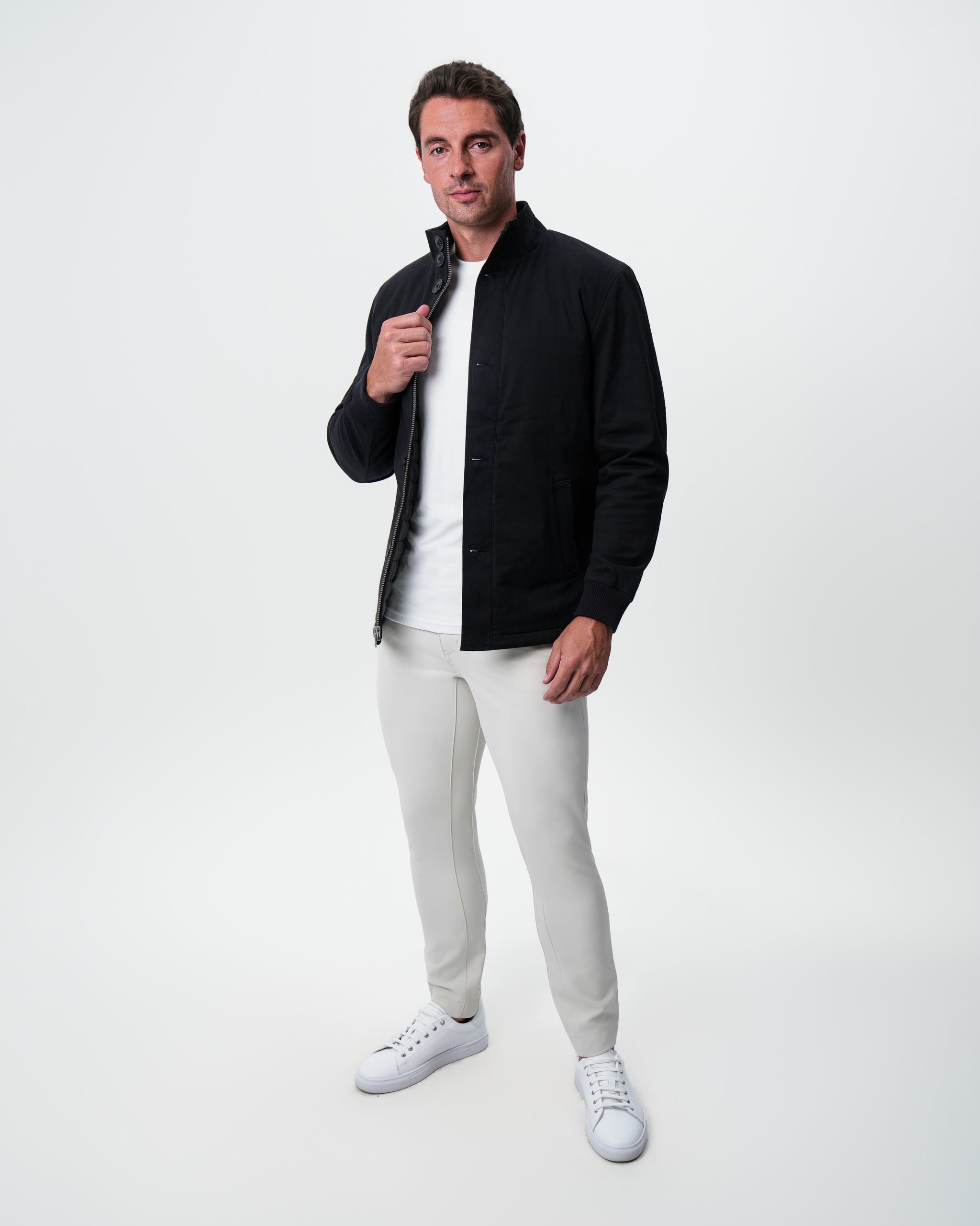 Brushed Cotton Quilted Jacket - Black