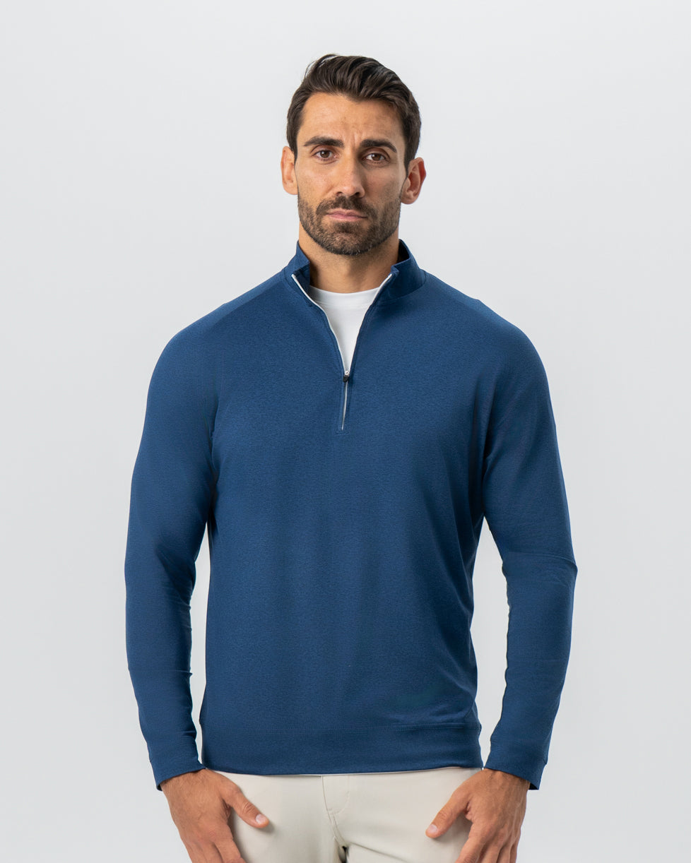 Tech Quarter Zip - Heathered Navy