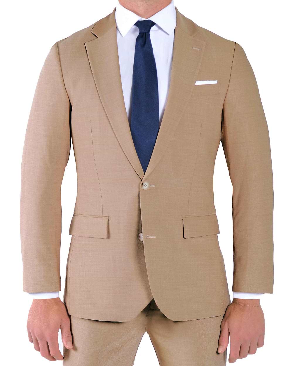 Athletic Fit Stretch Suit - Heathered Sand