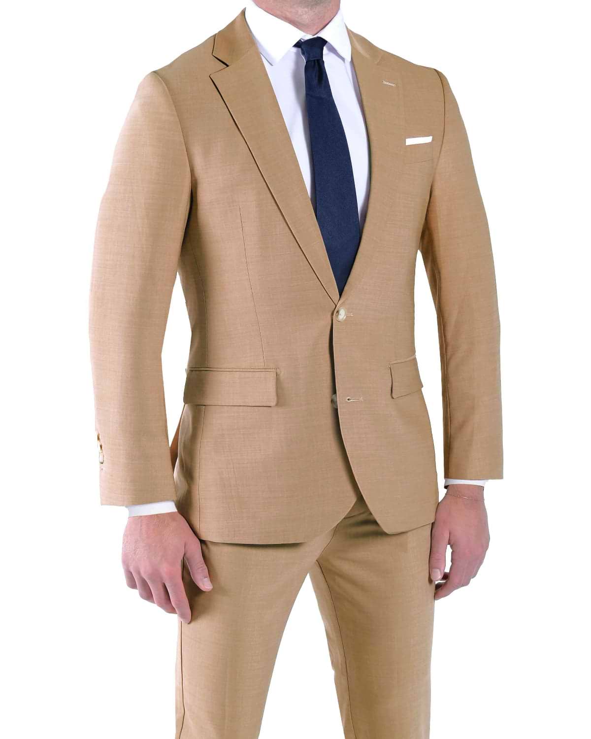 Athletic Fit Stretch Suit - Heathered Sand