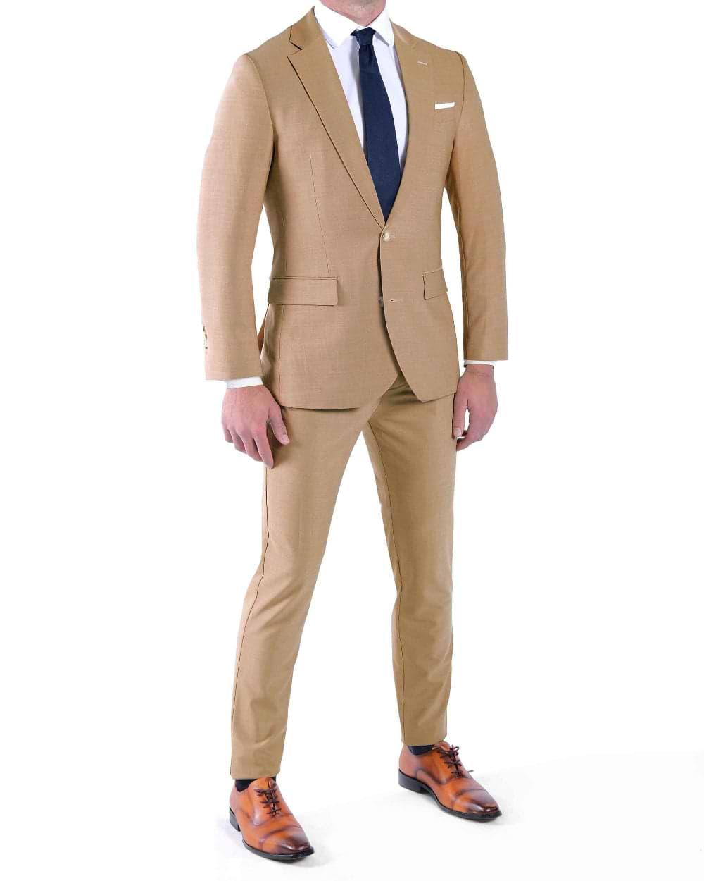 Athletic Fit Stretch Suit - Heathered Sand