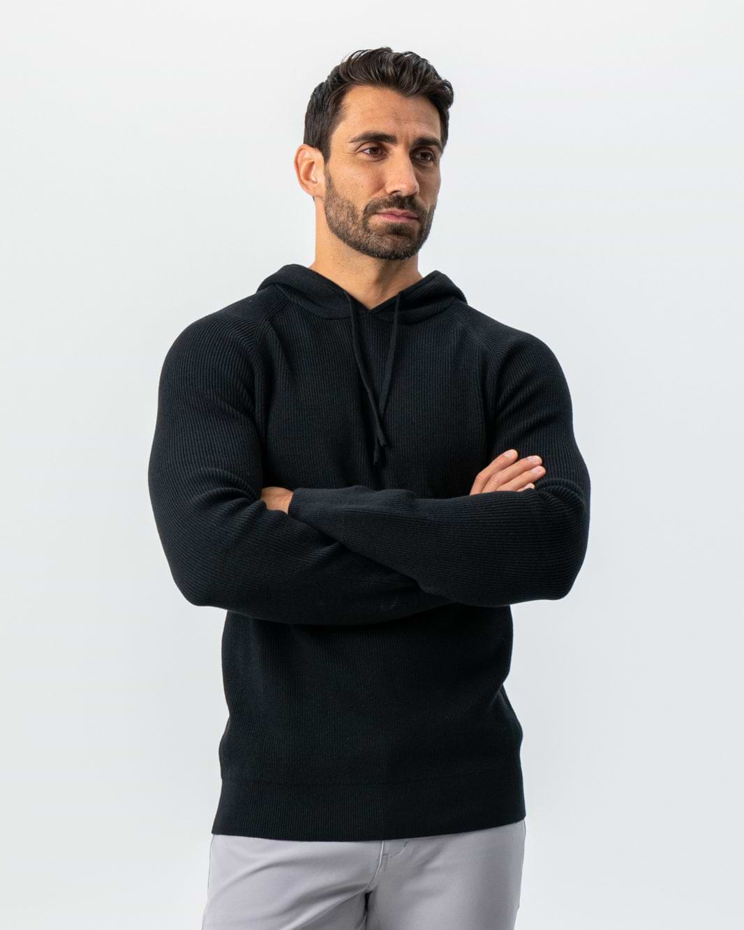 Heavy Knit Hoodie - Black