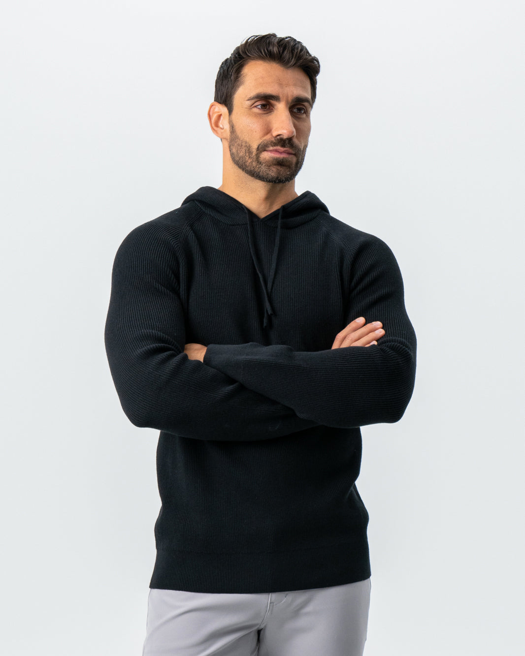 Heavy Knit Hoodie - Black