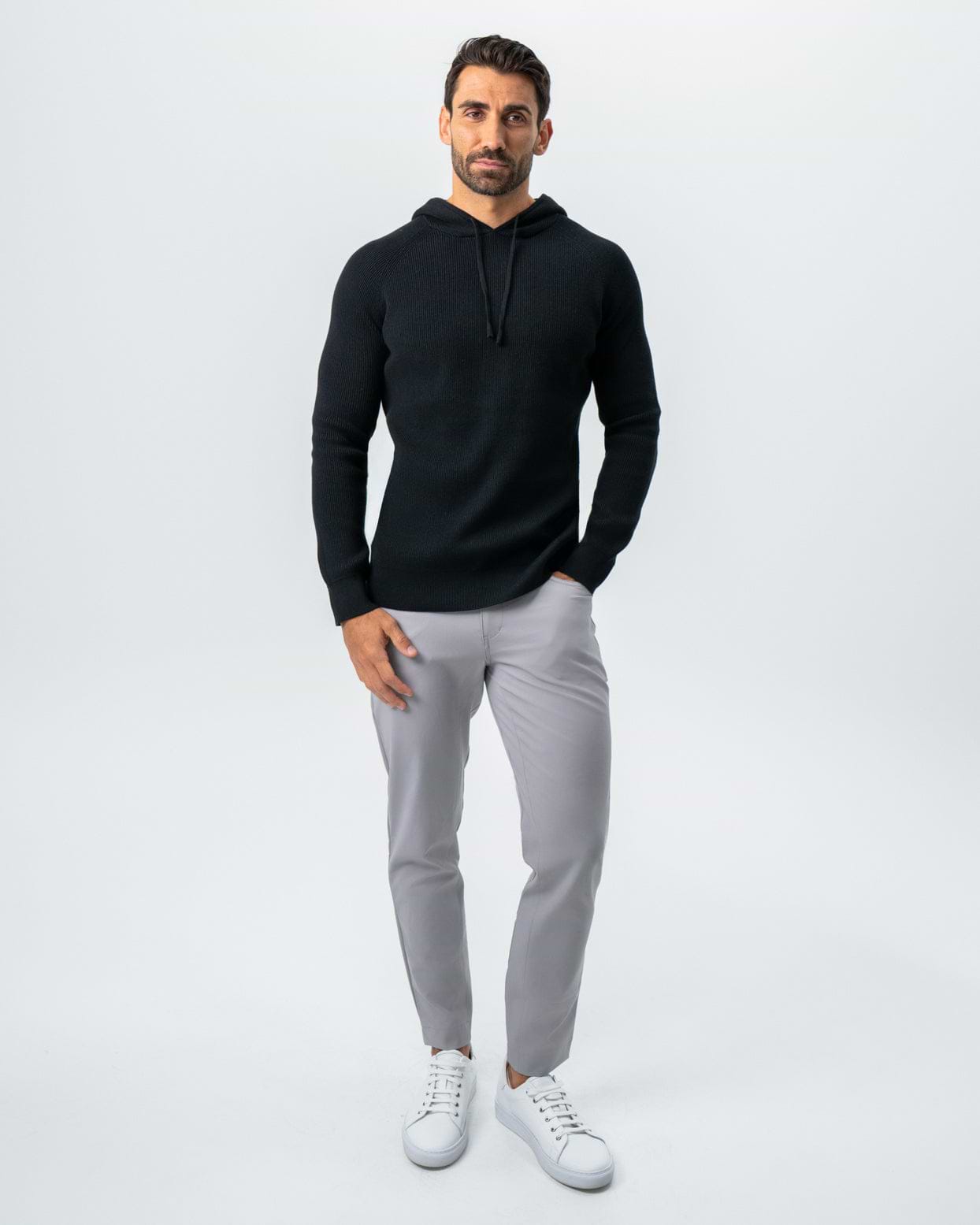 Heavy Knit Hoodie - Black