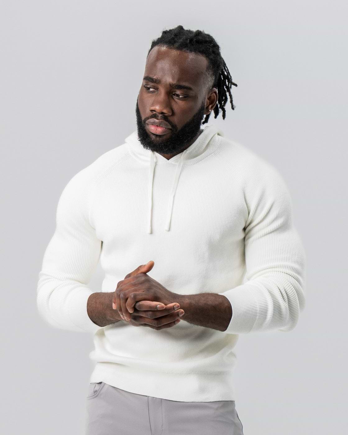 Heavy Knit Hoodie - Cream