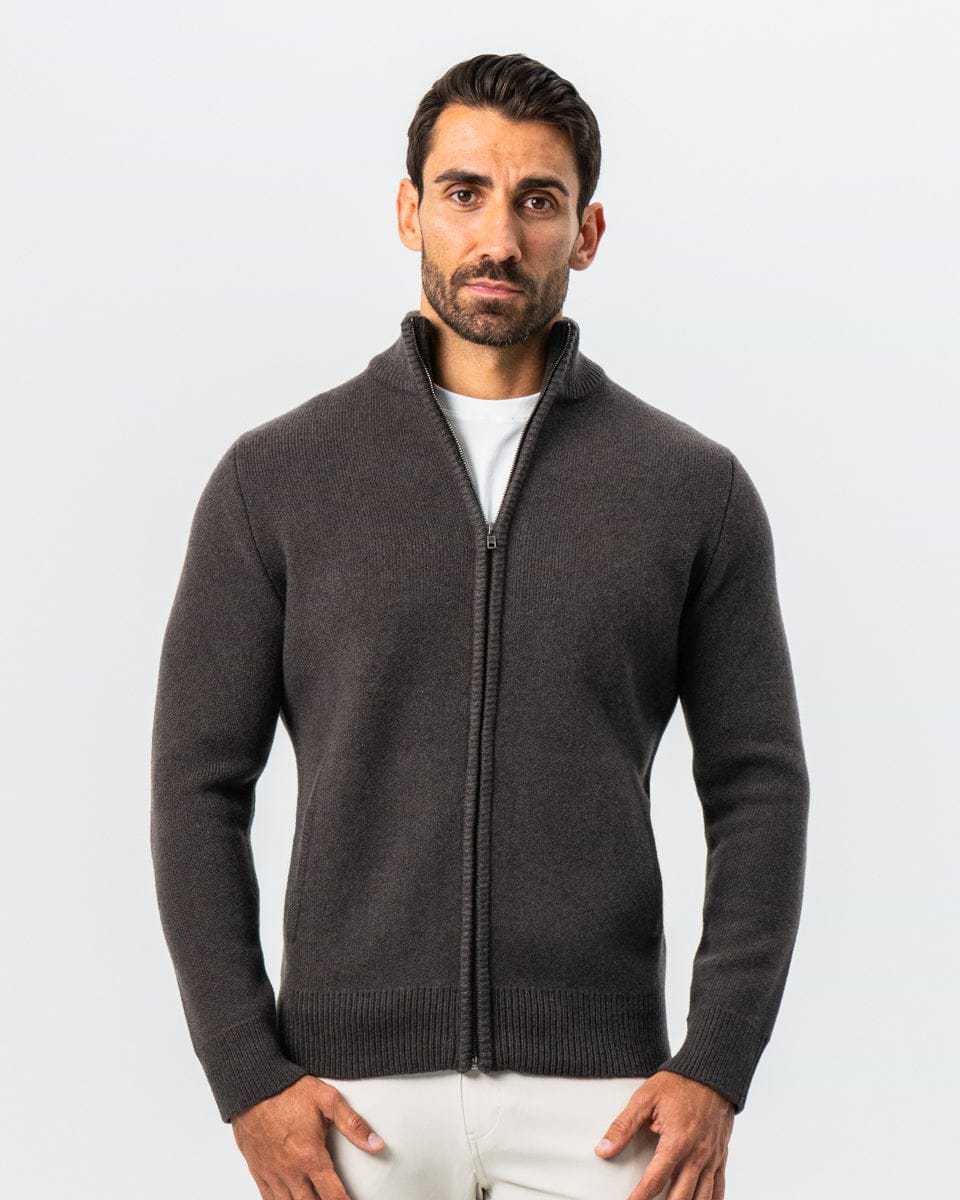 Knit Sweater Bomber - Brown