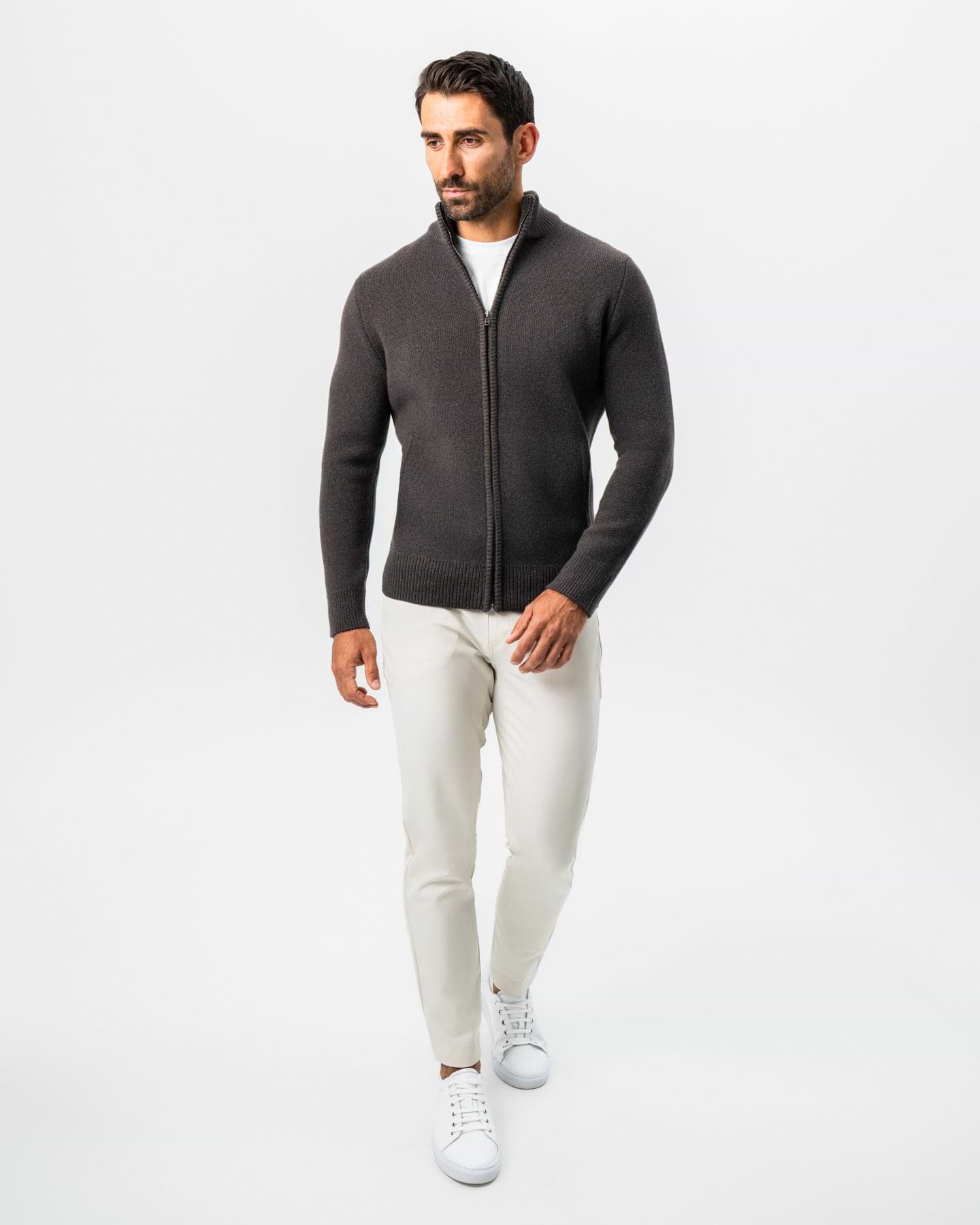 Knit Sweater Bomber - Brown