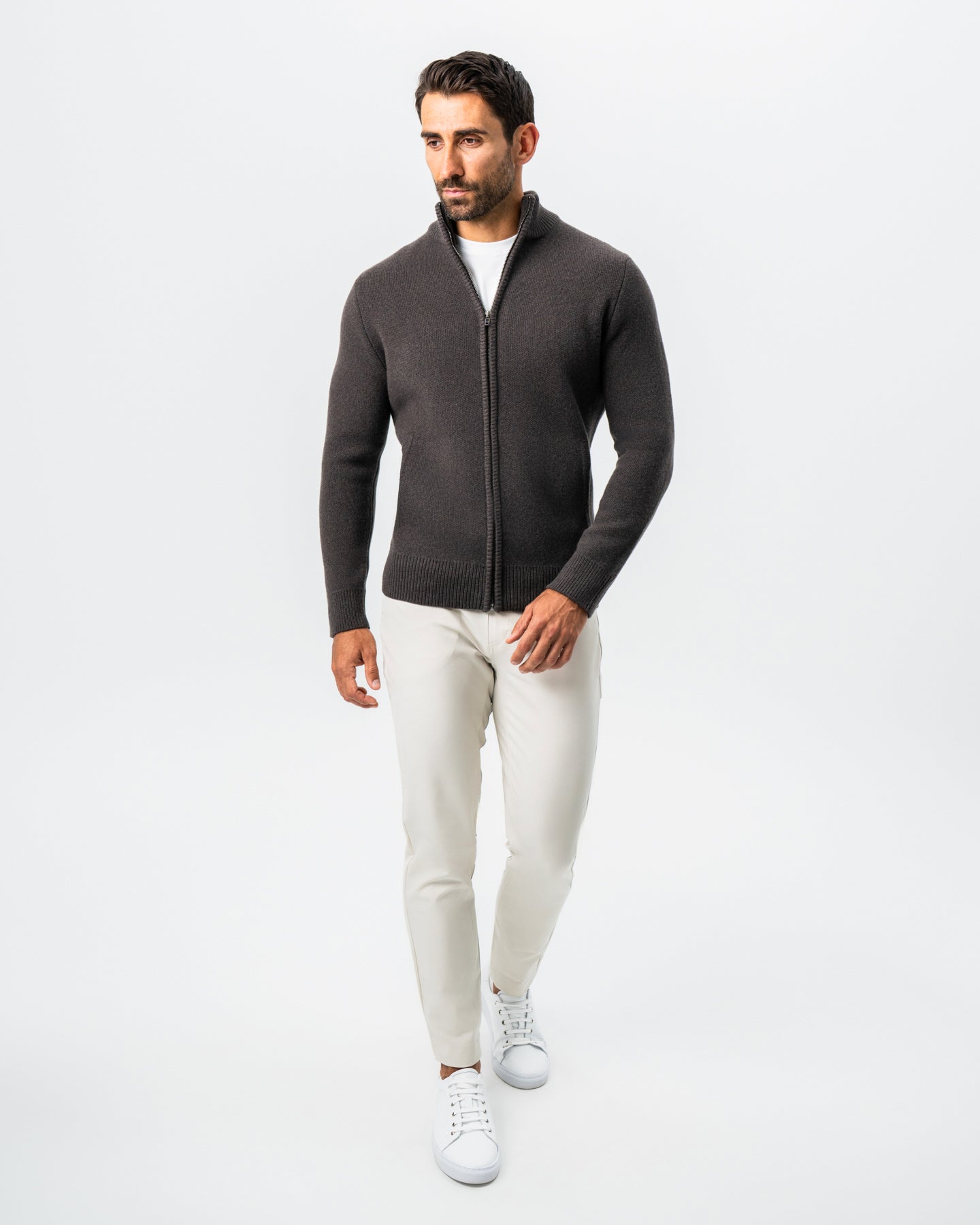 Knit Sweater Bomber - Brown