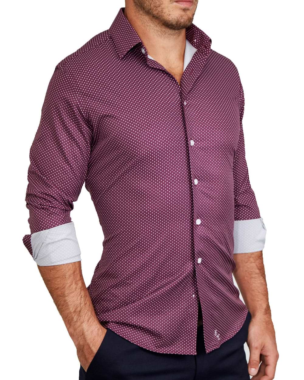 "The Digger" Maroon with White Dots