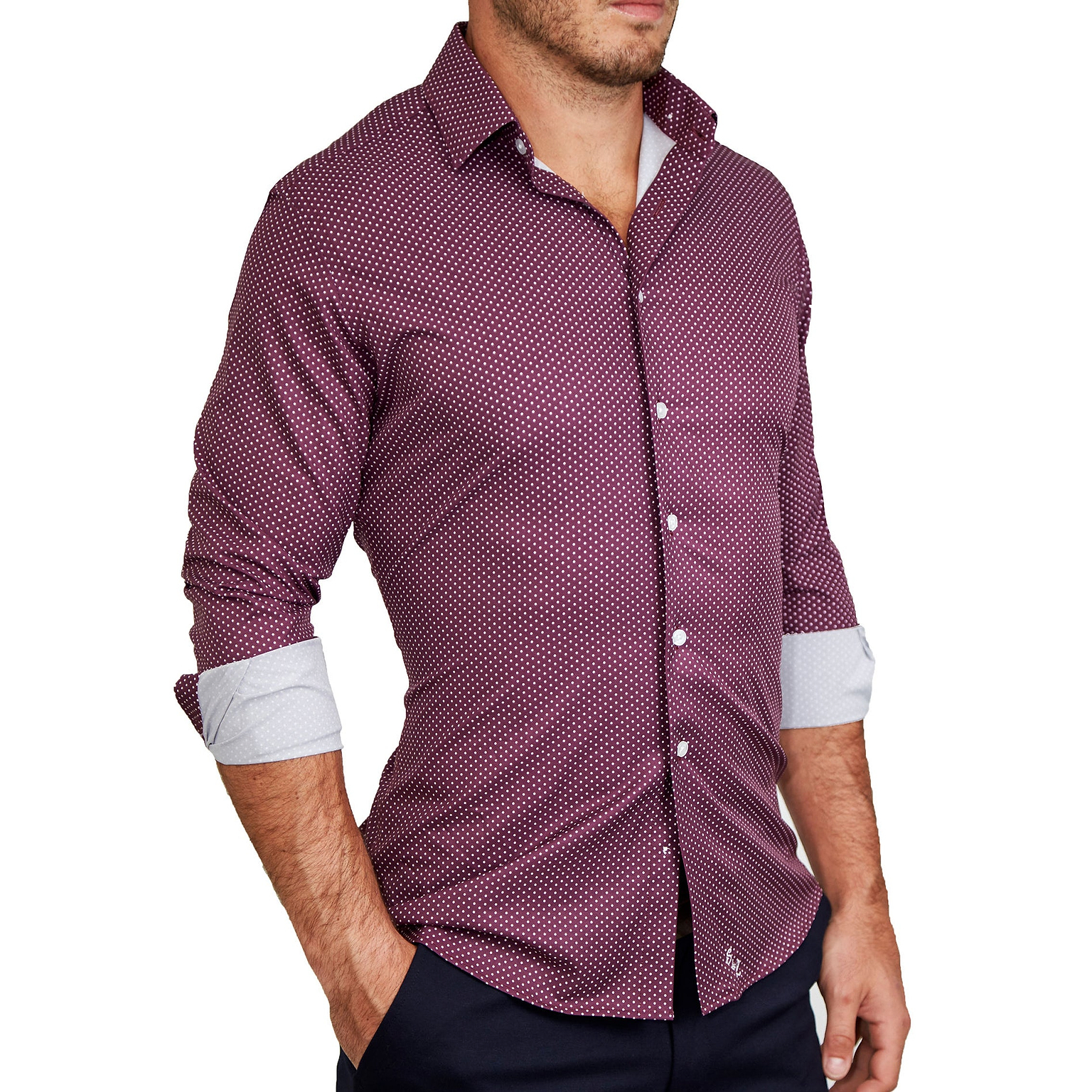 "The Digger" Maroon with White Dots