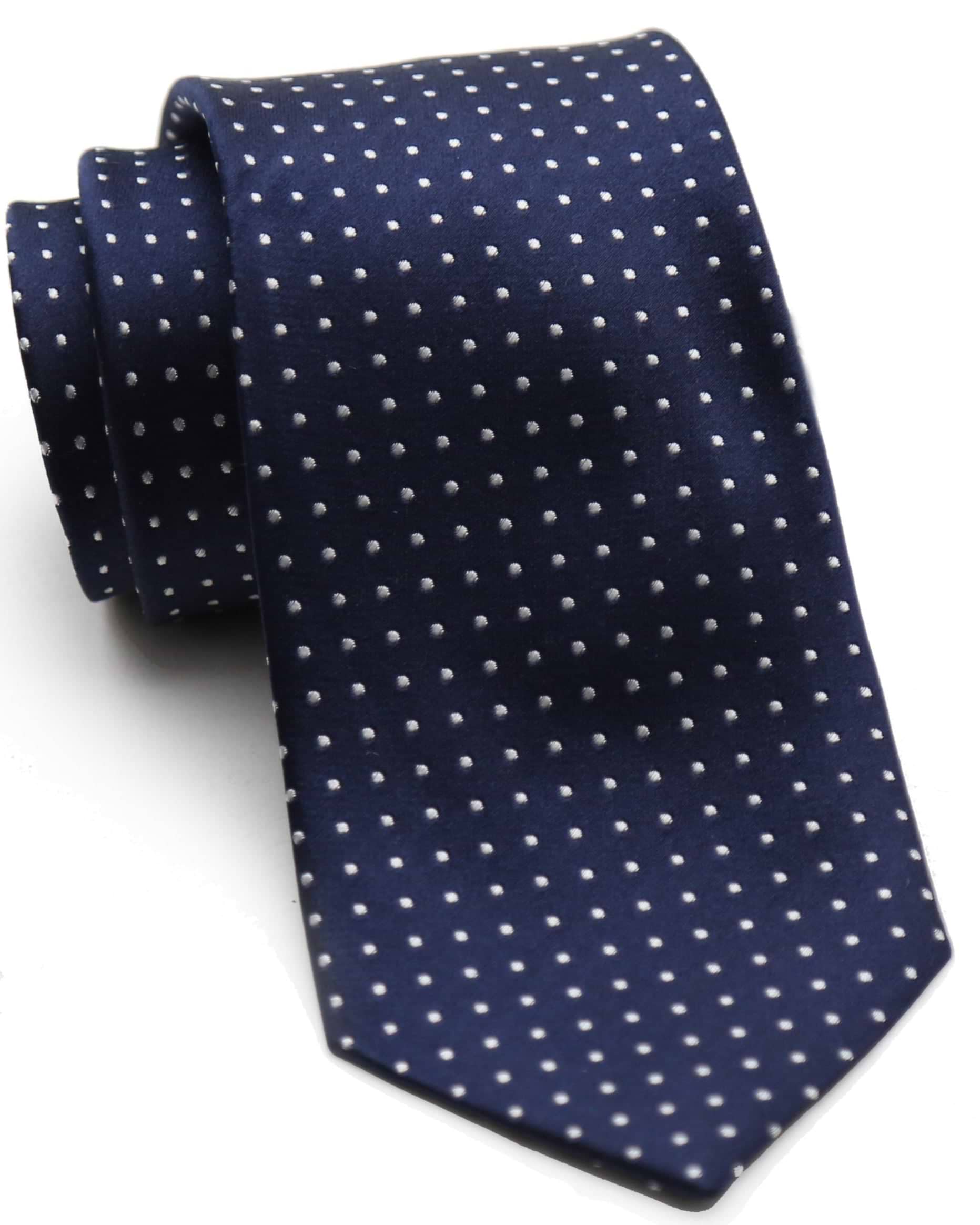 Navy with White Dots Woven Silk Tie
