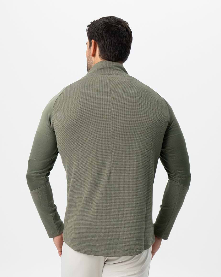 Waffle Knit Quarter Zip - Solid Olive