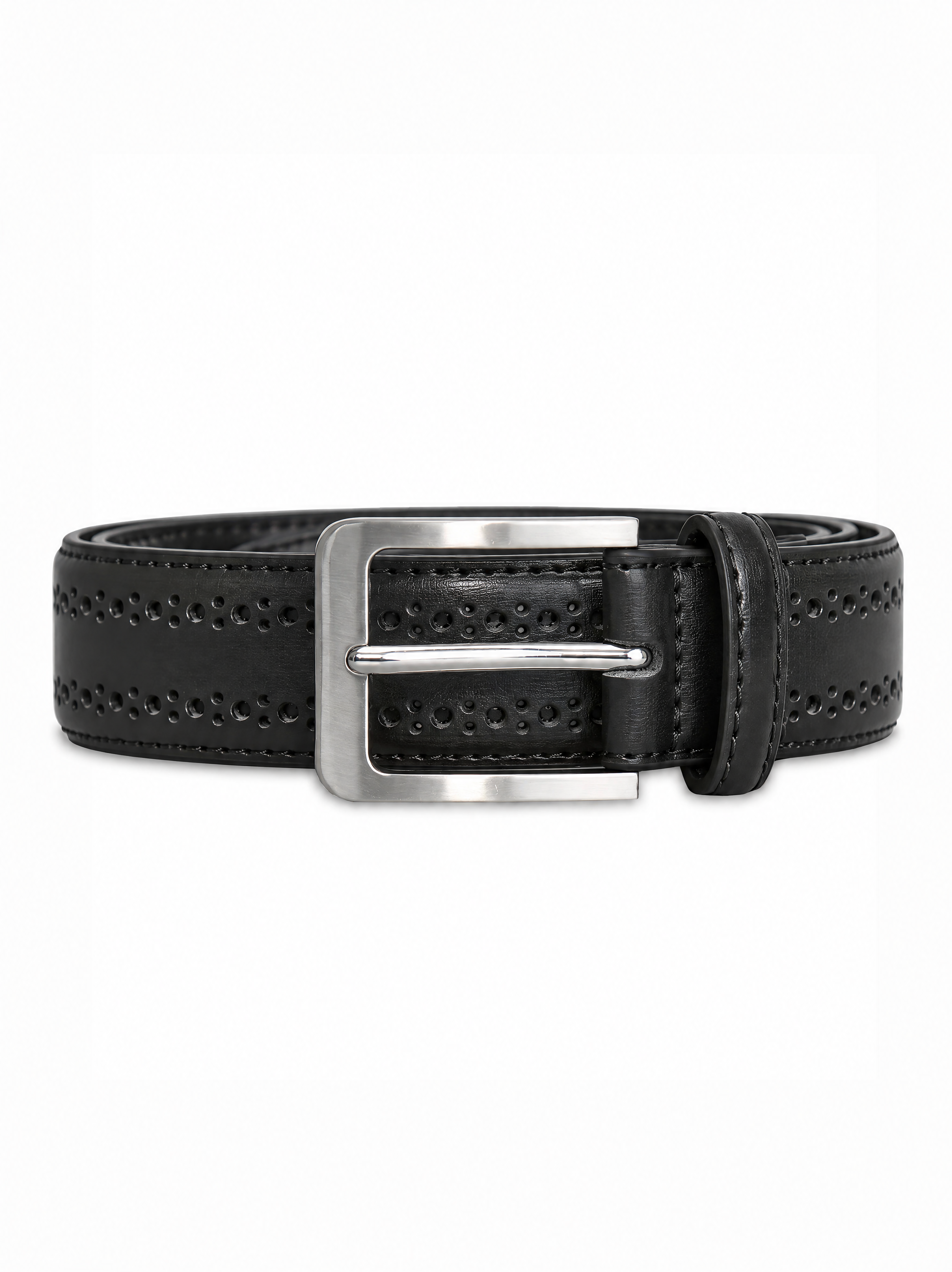 Perforated Leather Belt - Black