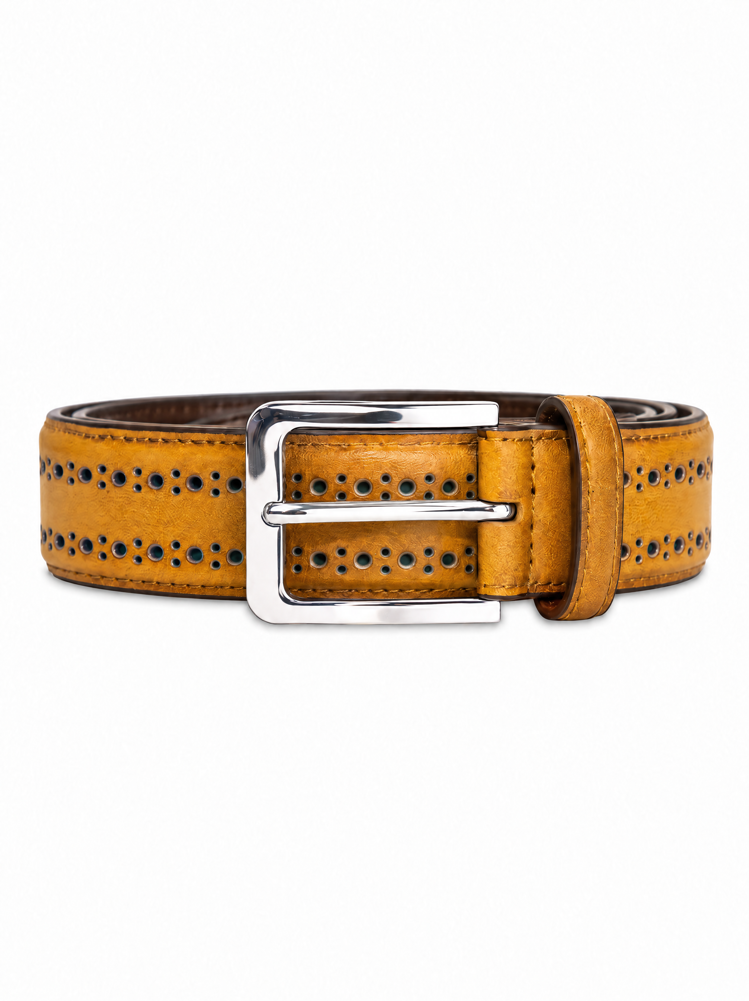 Perforated Leather Belt - Light Brown