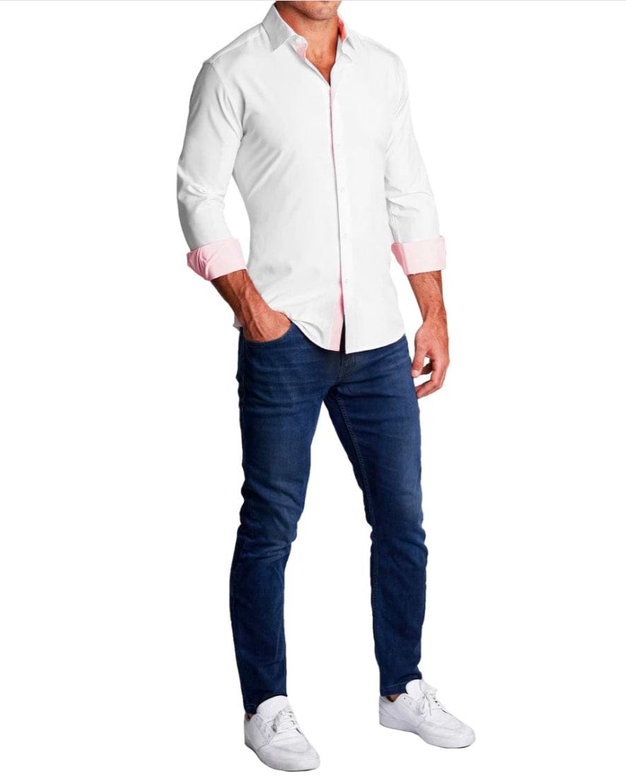 "The Porter" Solid White with Pink Accents