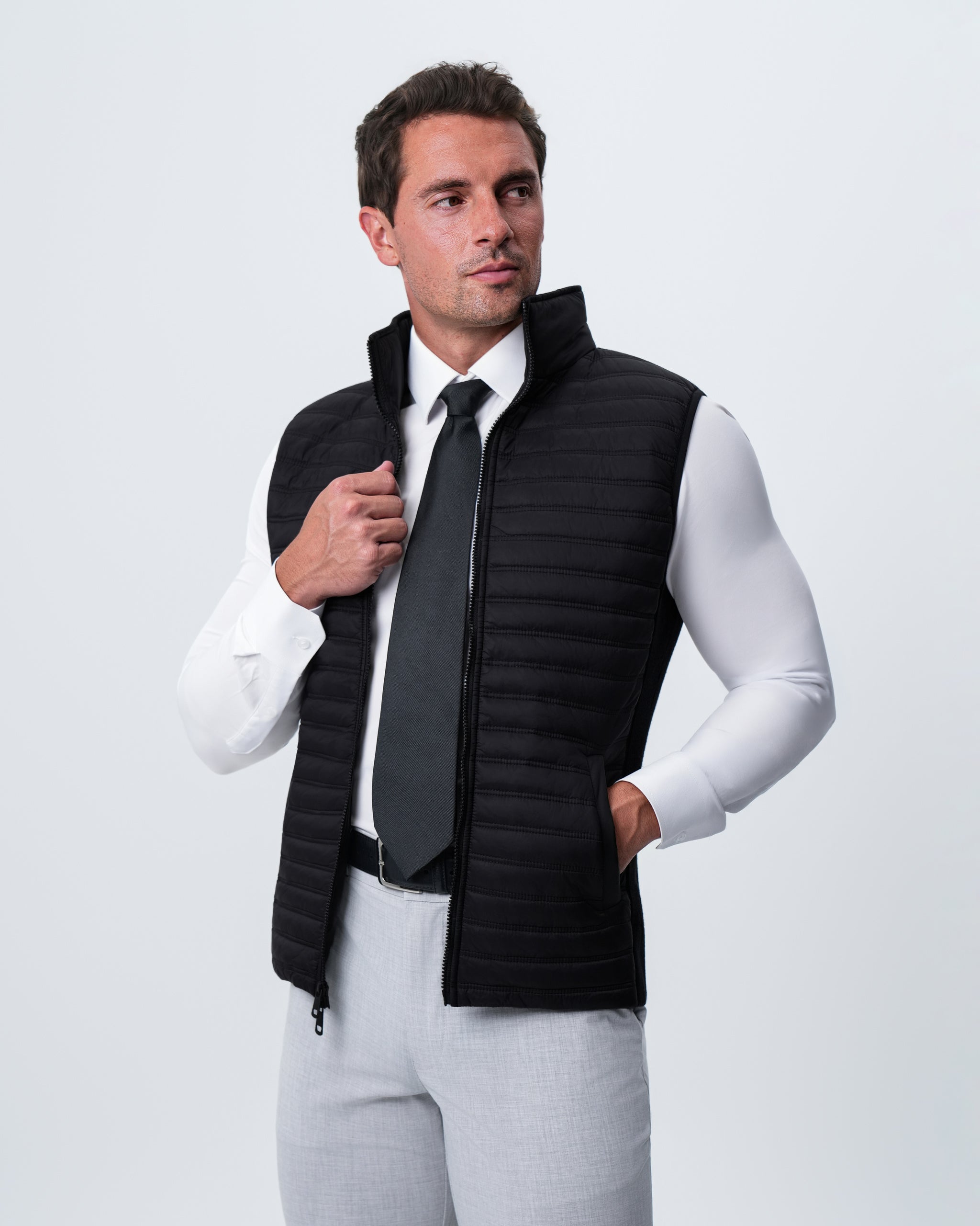 Lightweight Knit Down Vest - Black