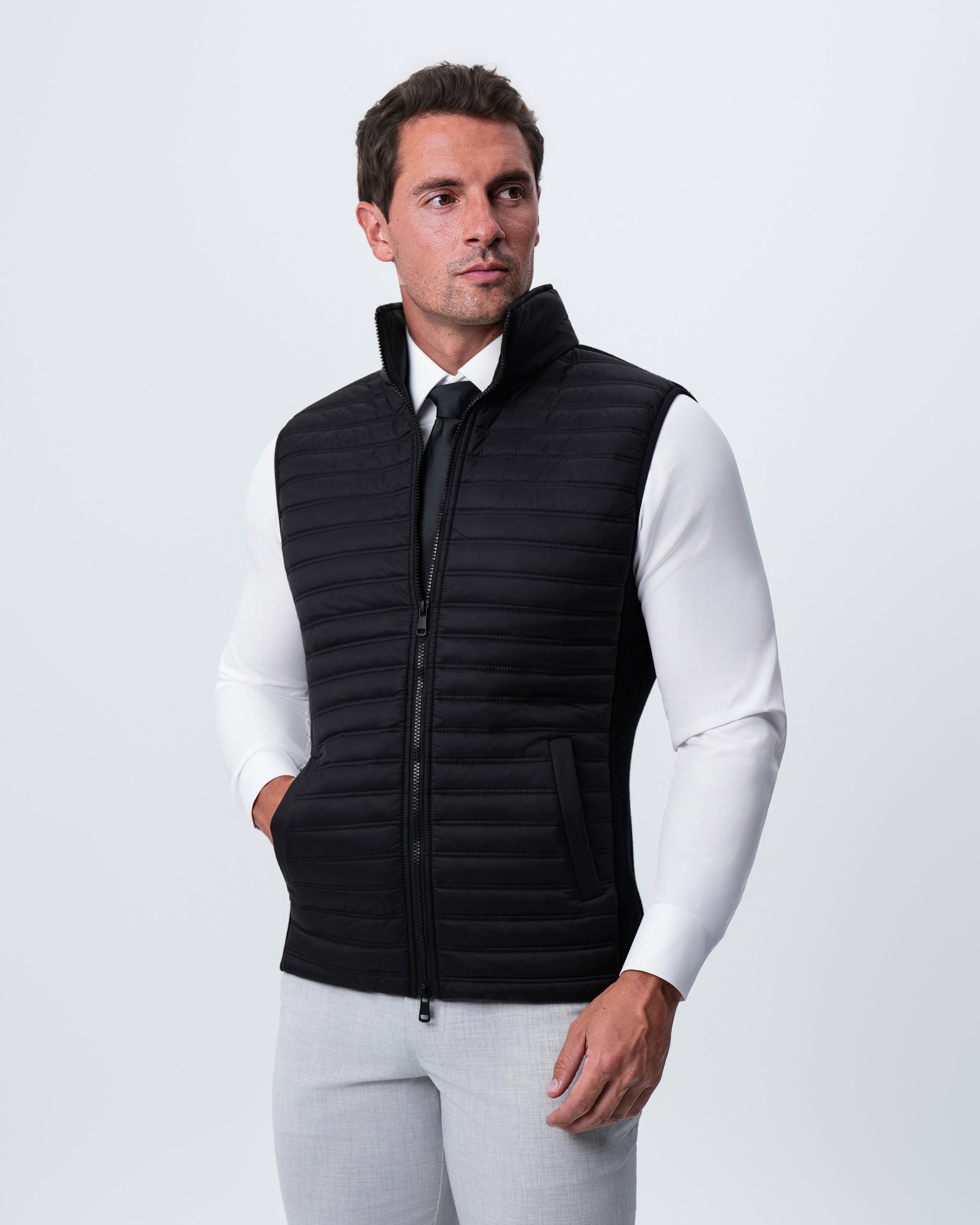 Lightweight Knit Down Vest - Black