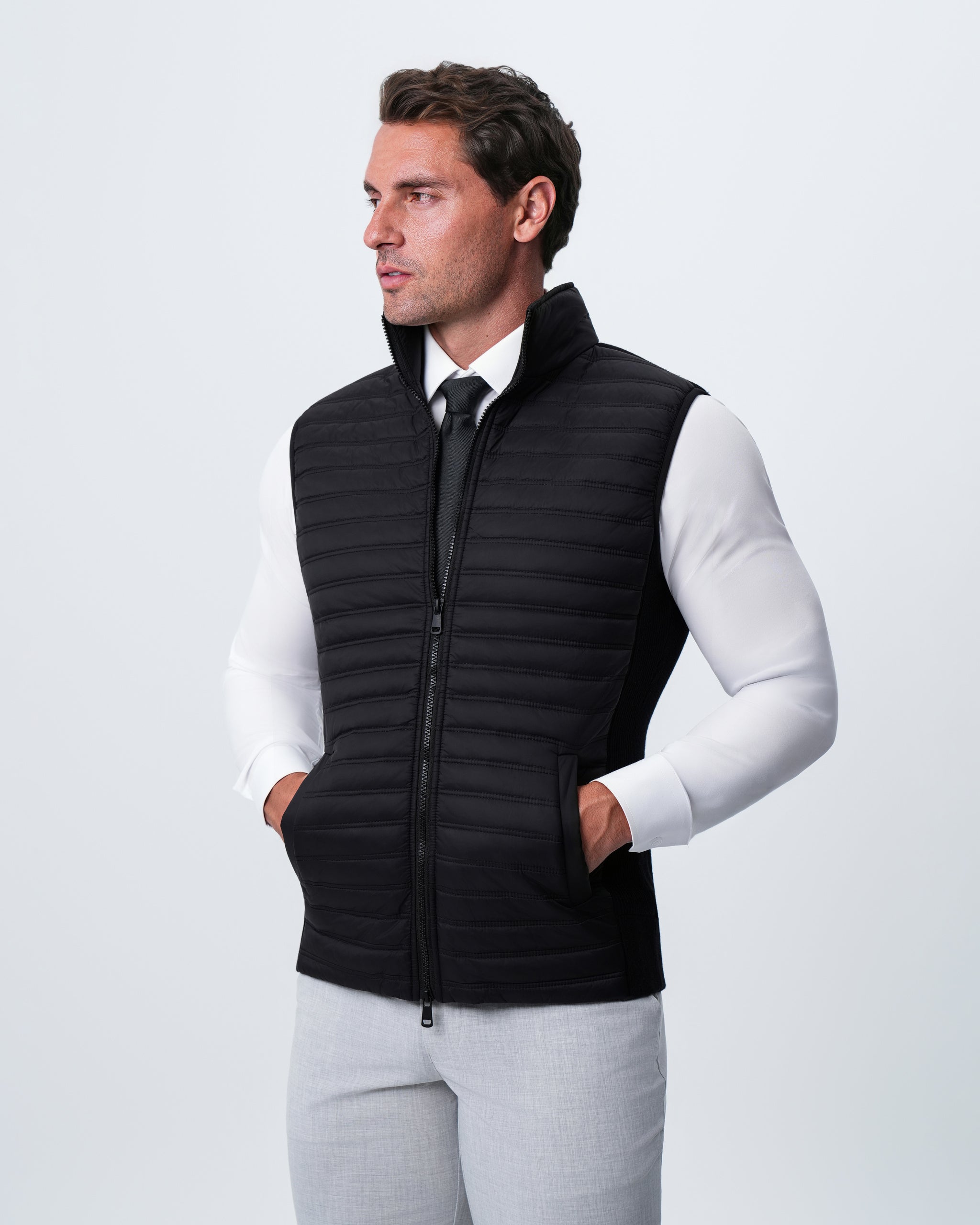 Lightweight Knit Down Vest - Black