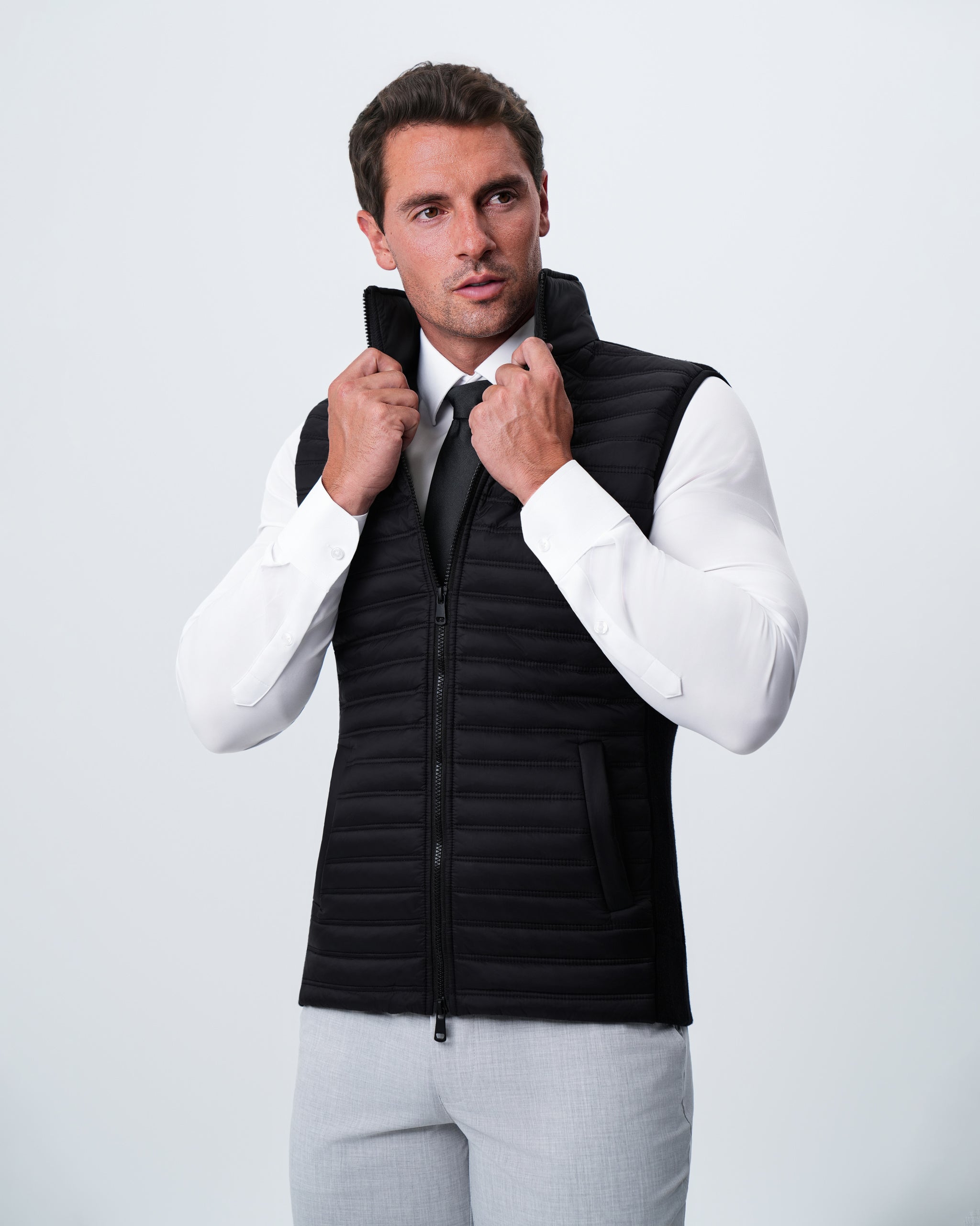 Lightweight Knit Down Vest - Black