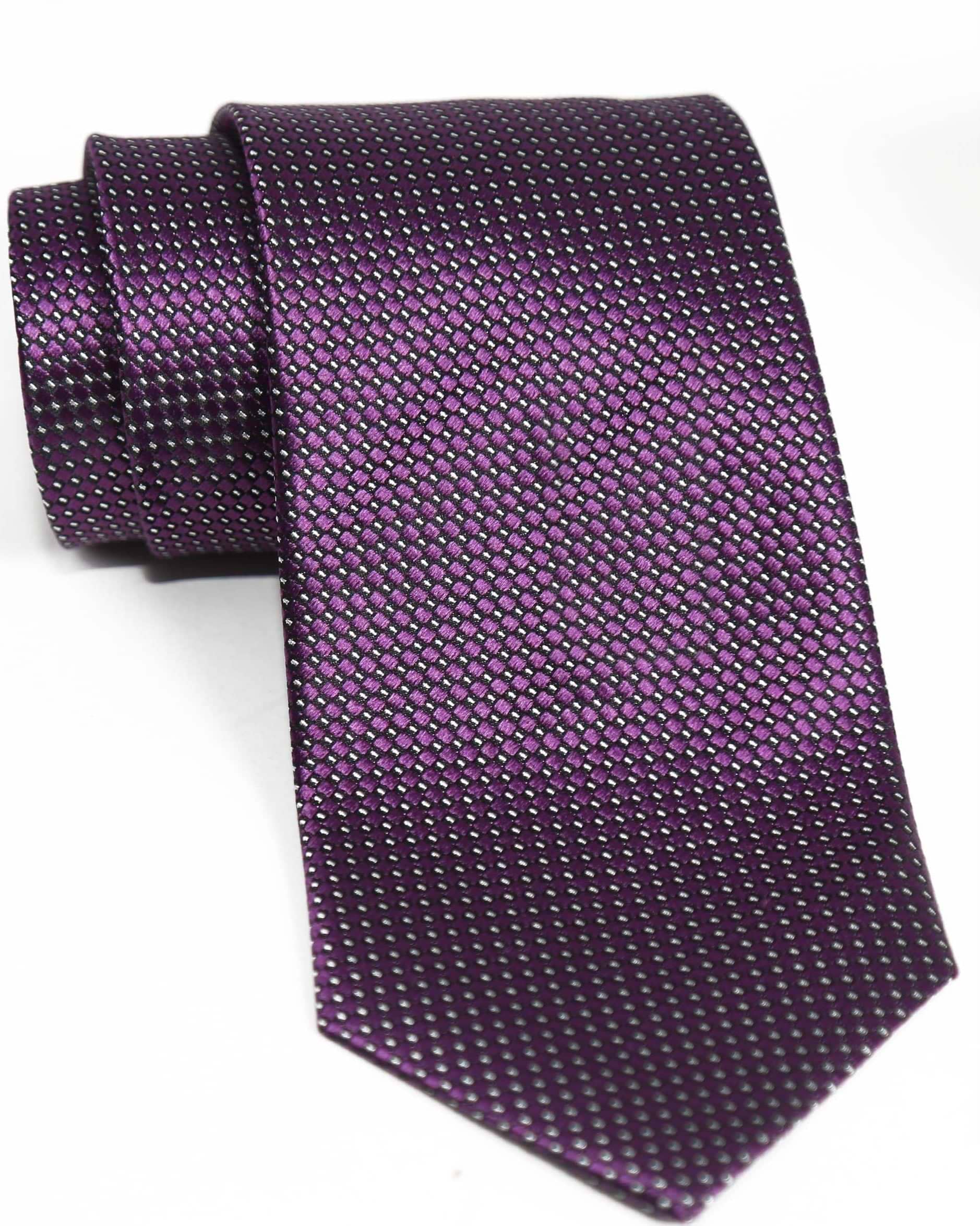 Purple with Silver Dots Woven Silk Tie