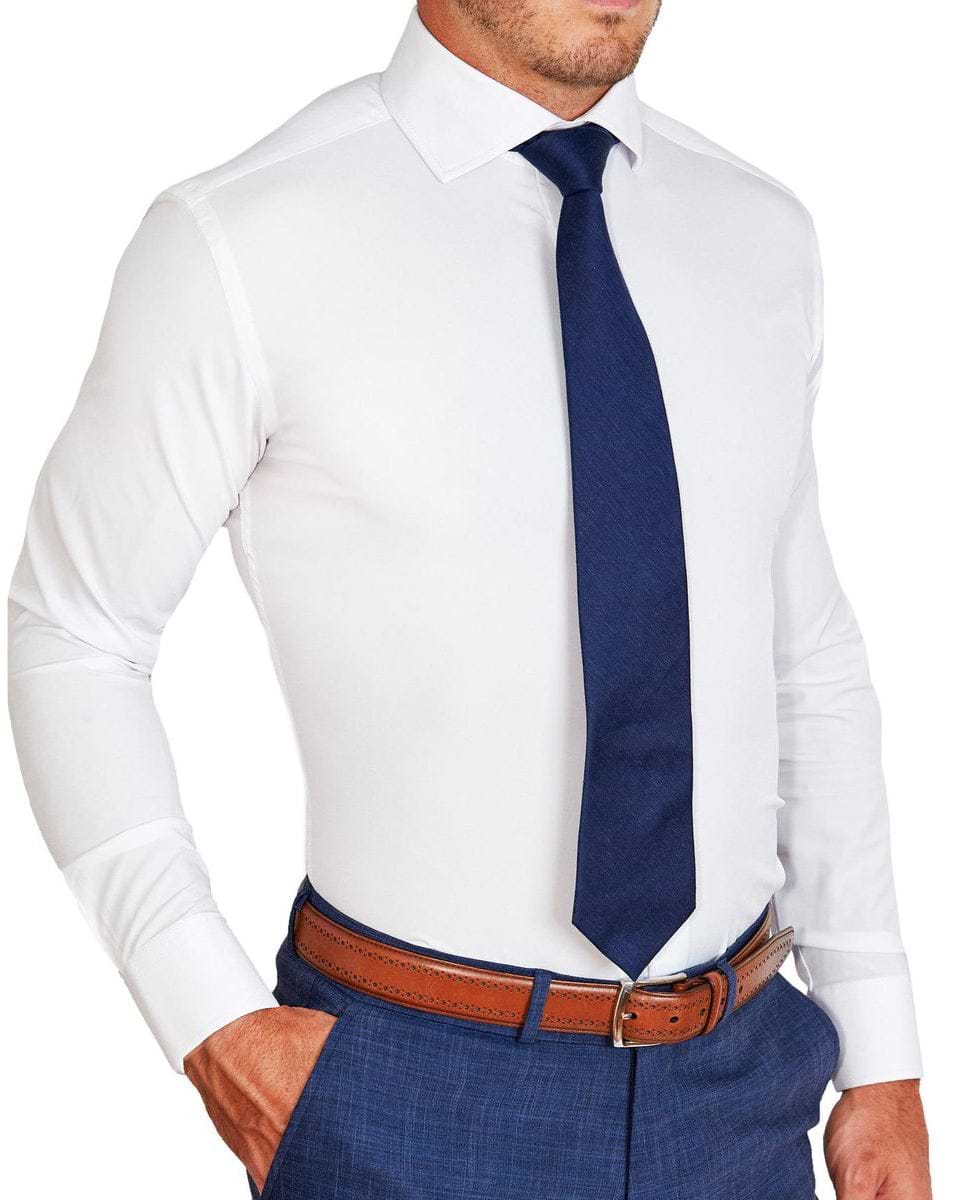 "The Carlton" Solid White Double Button Spread Collar