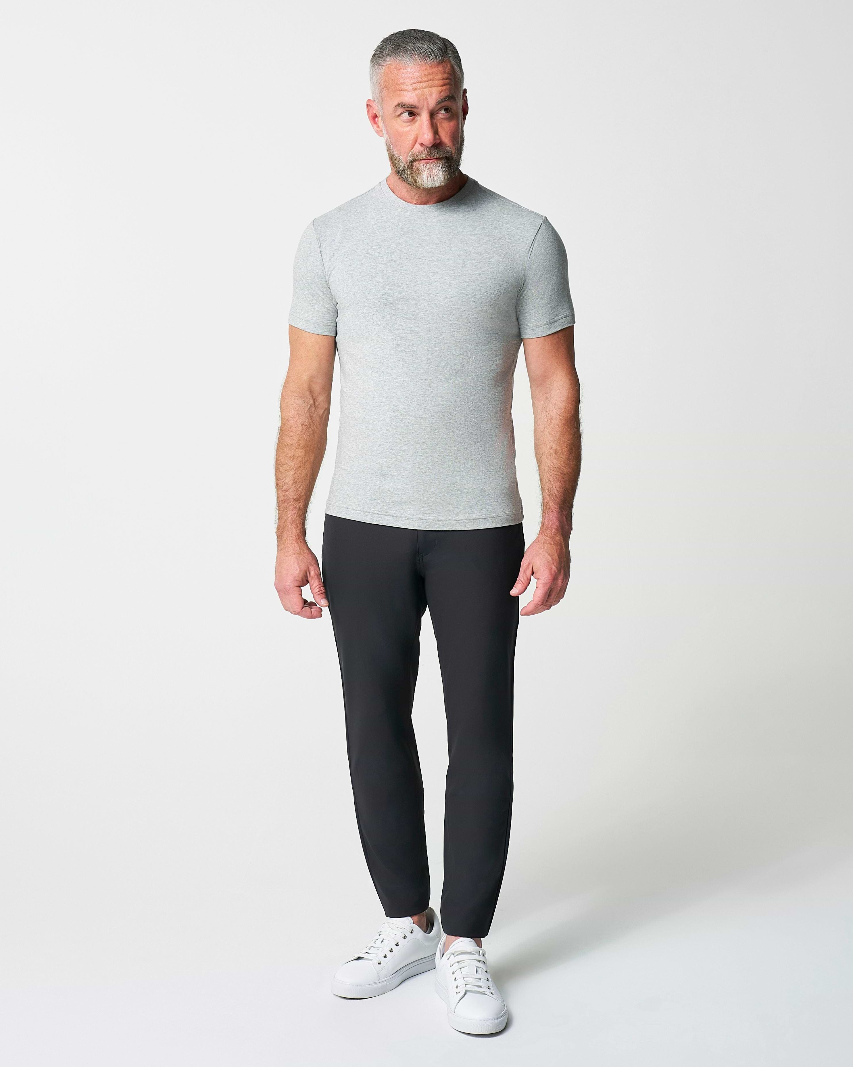 "The Sutton" Heathered Light Grey Short Sleeve Crewneck