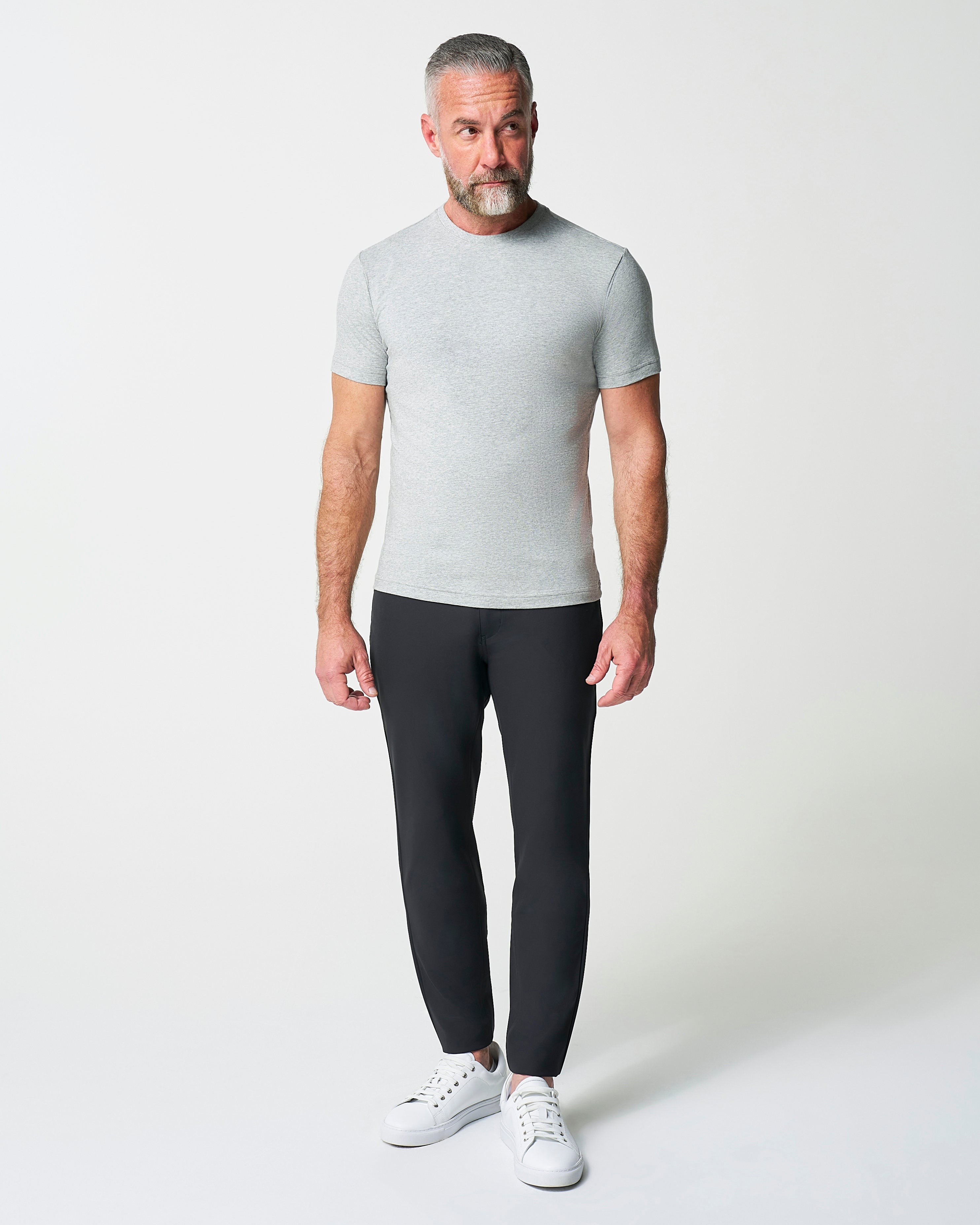 "The Sutton" Heathered Light Grey Short Sleeve Crewneck