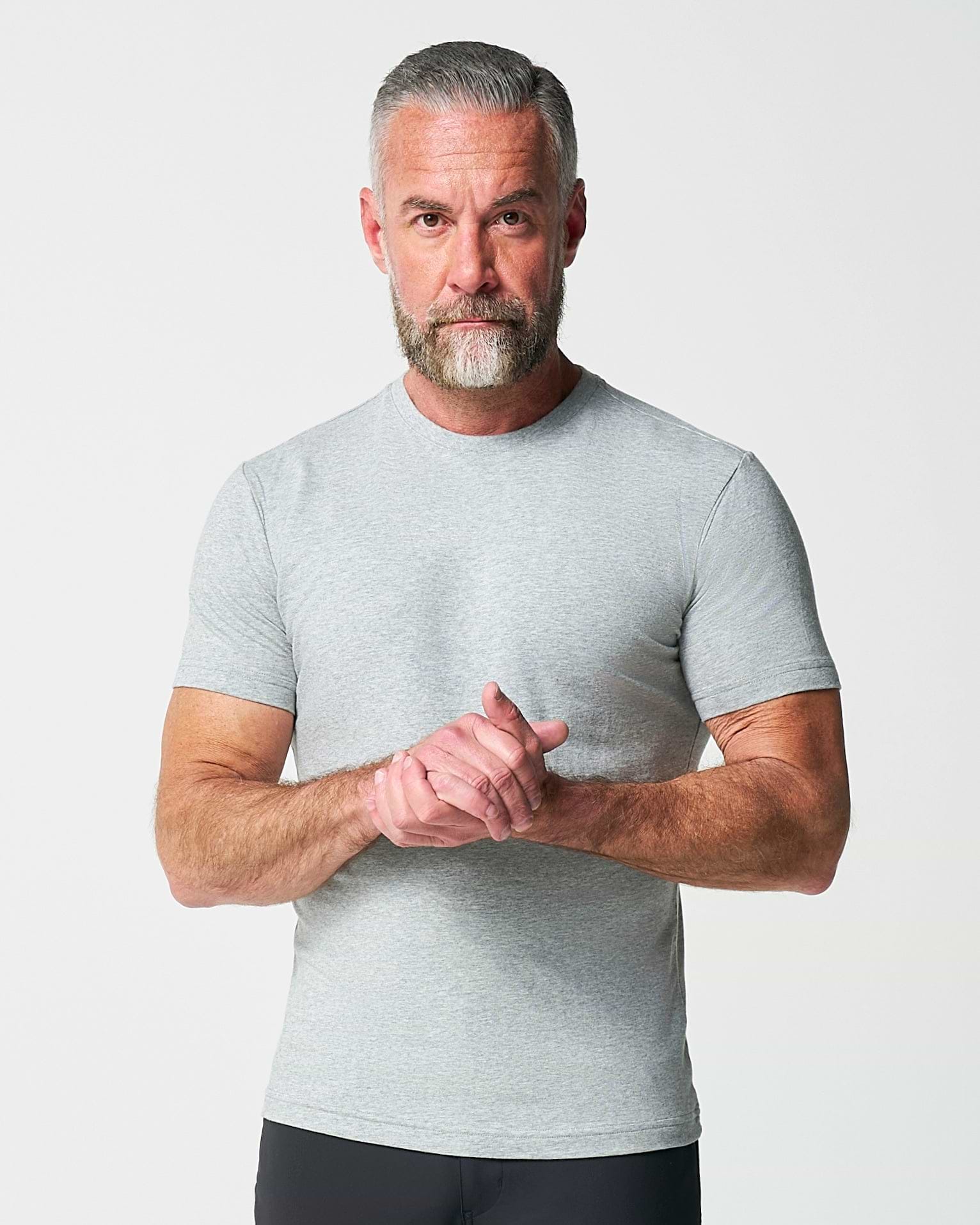 "The Sutton" Heathered Light Grey Short Sleeve Crewneck