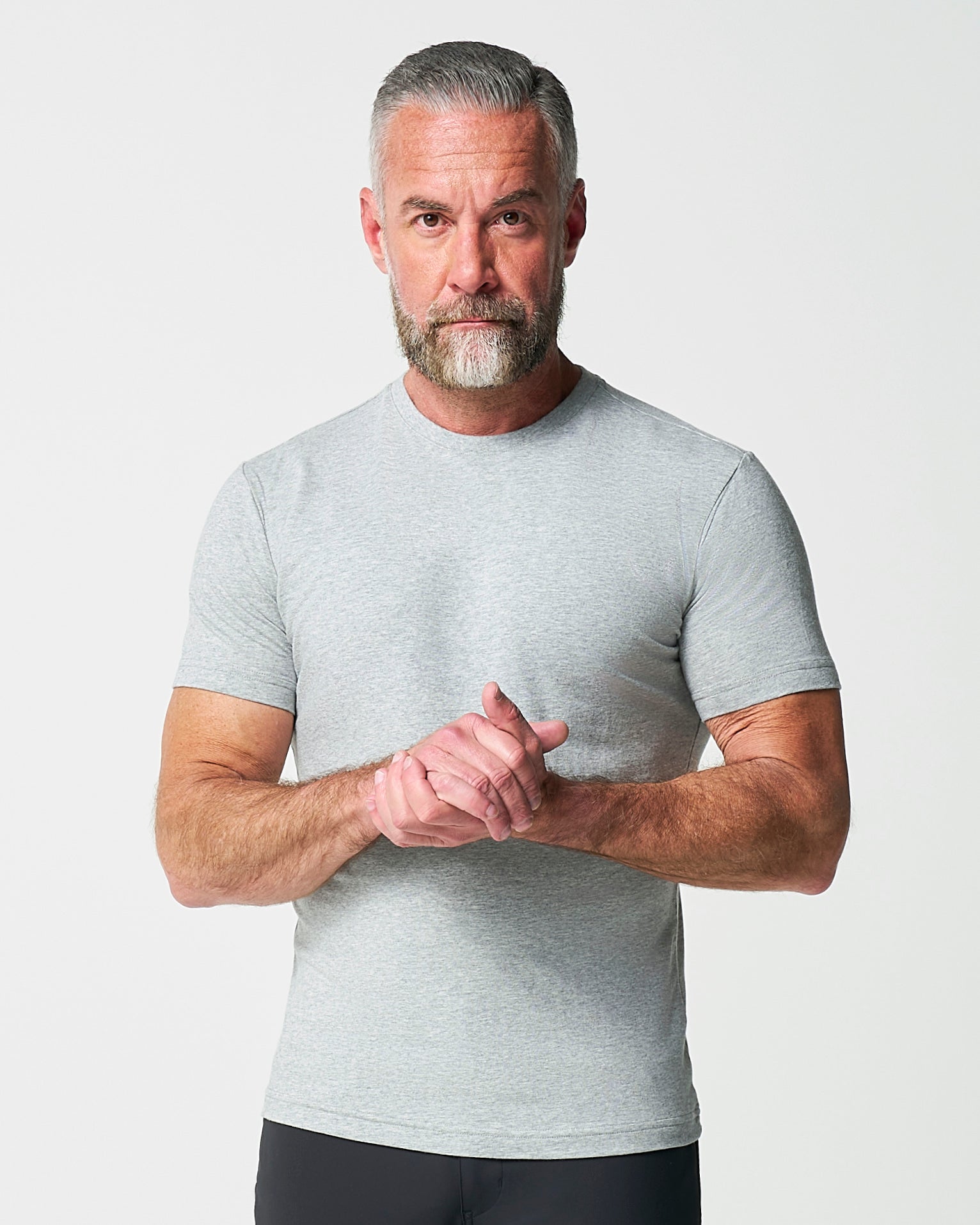 "The Sutton" Heathered Light Grey Short Sleeve Crewneck