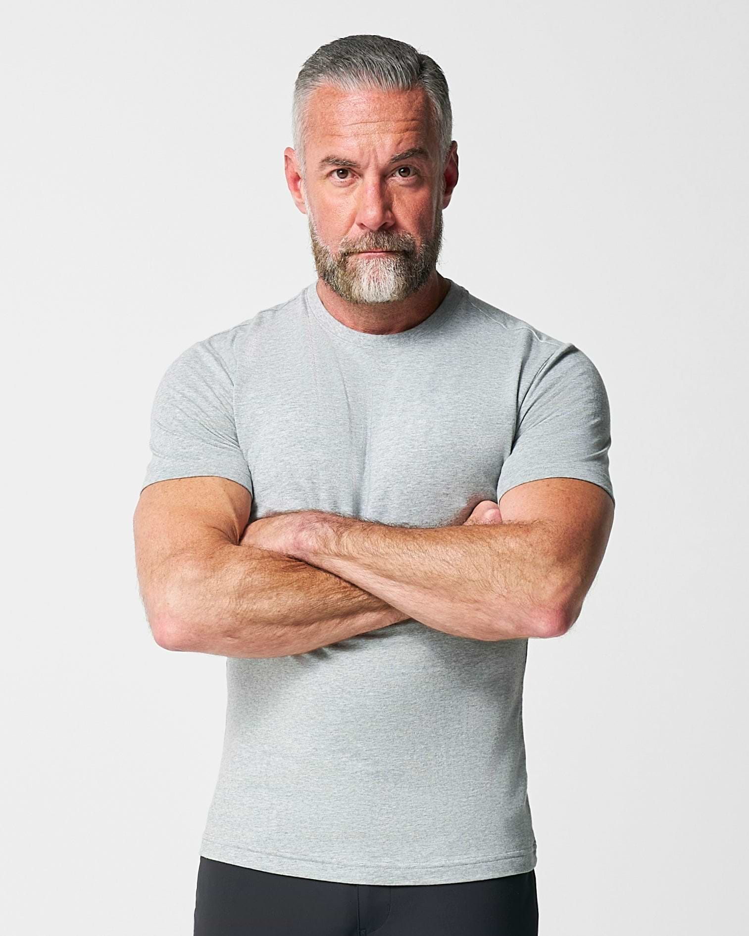 "The Sutton" Heathered Light Grey Short Sleeve Crewneck