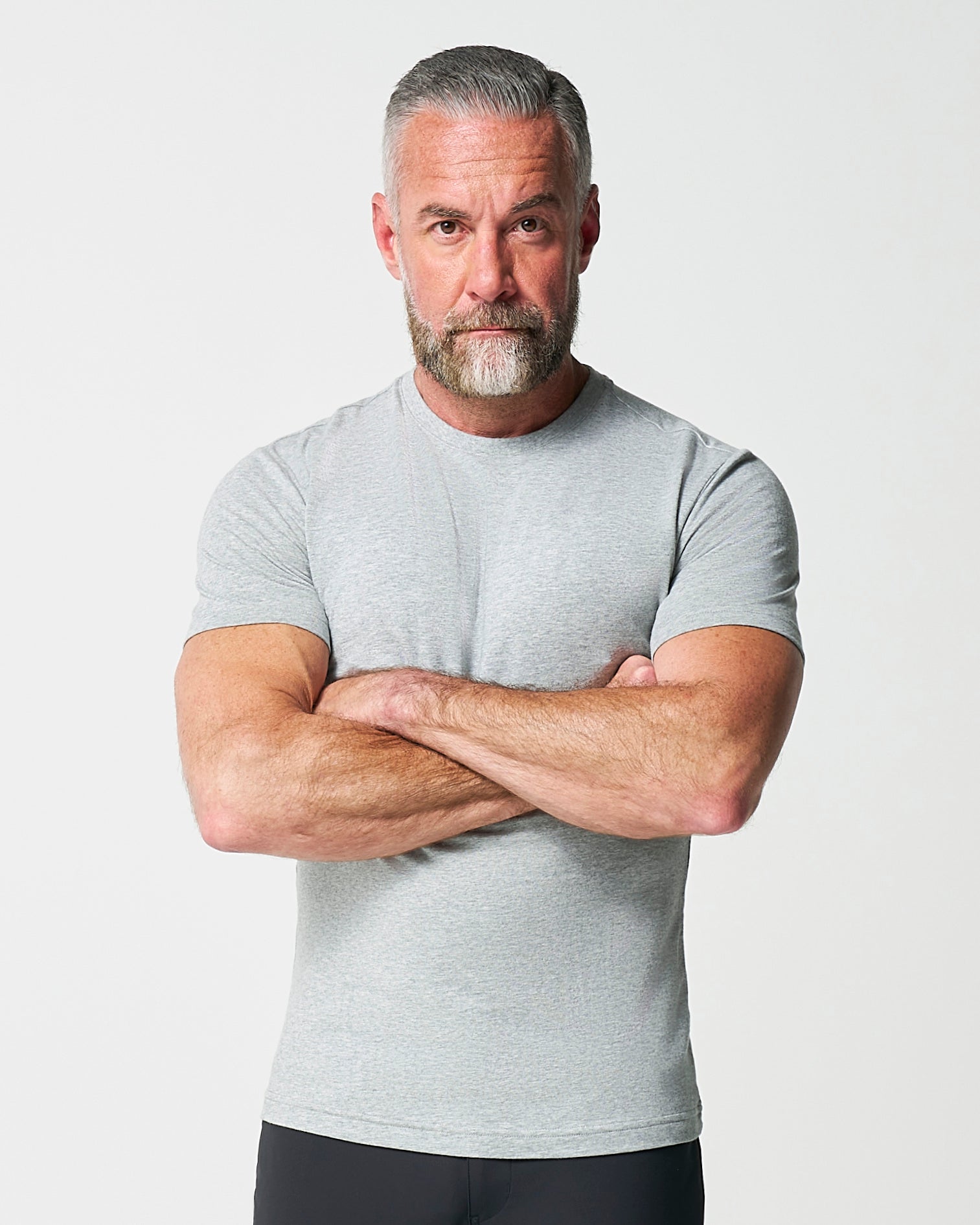 "The Sutton" Heathered Light Grey Short Sleeve Crewneck