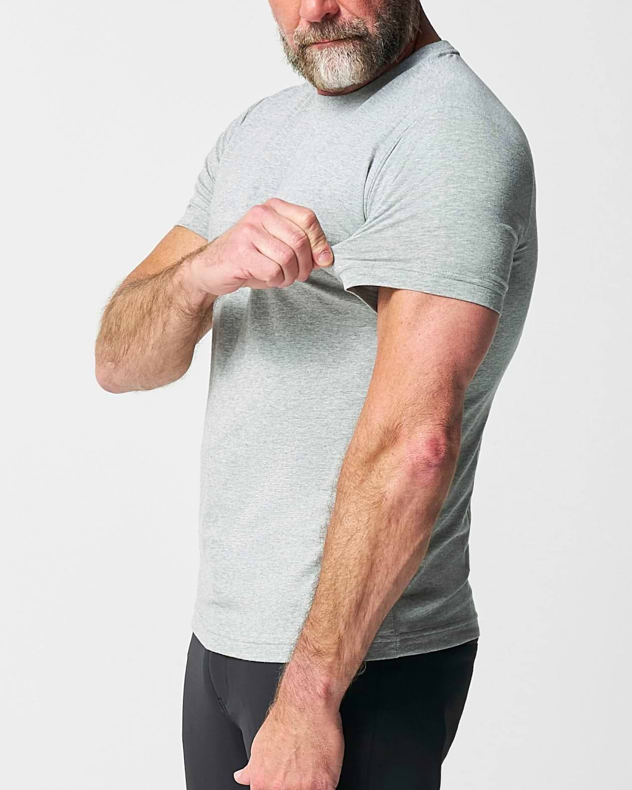 "The Sutton" Heathered Light Grey Short Sleeve Crewneck