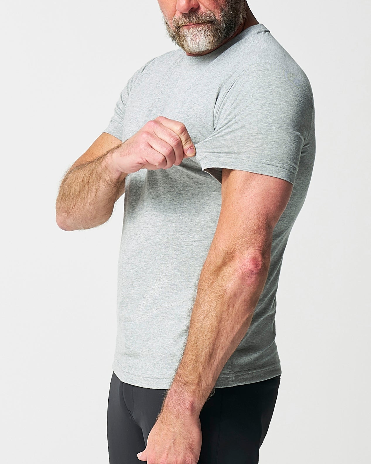 "The Sutton" Heathered Light Grey Short Sleeve Crewneck