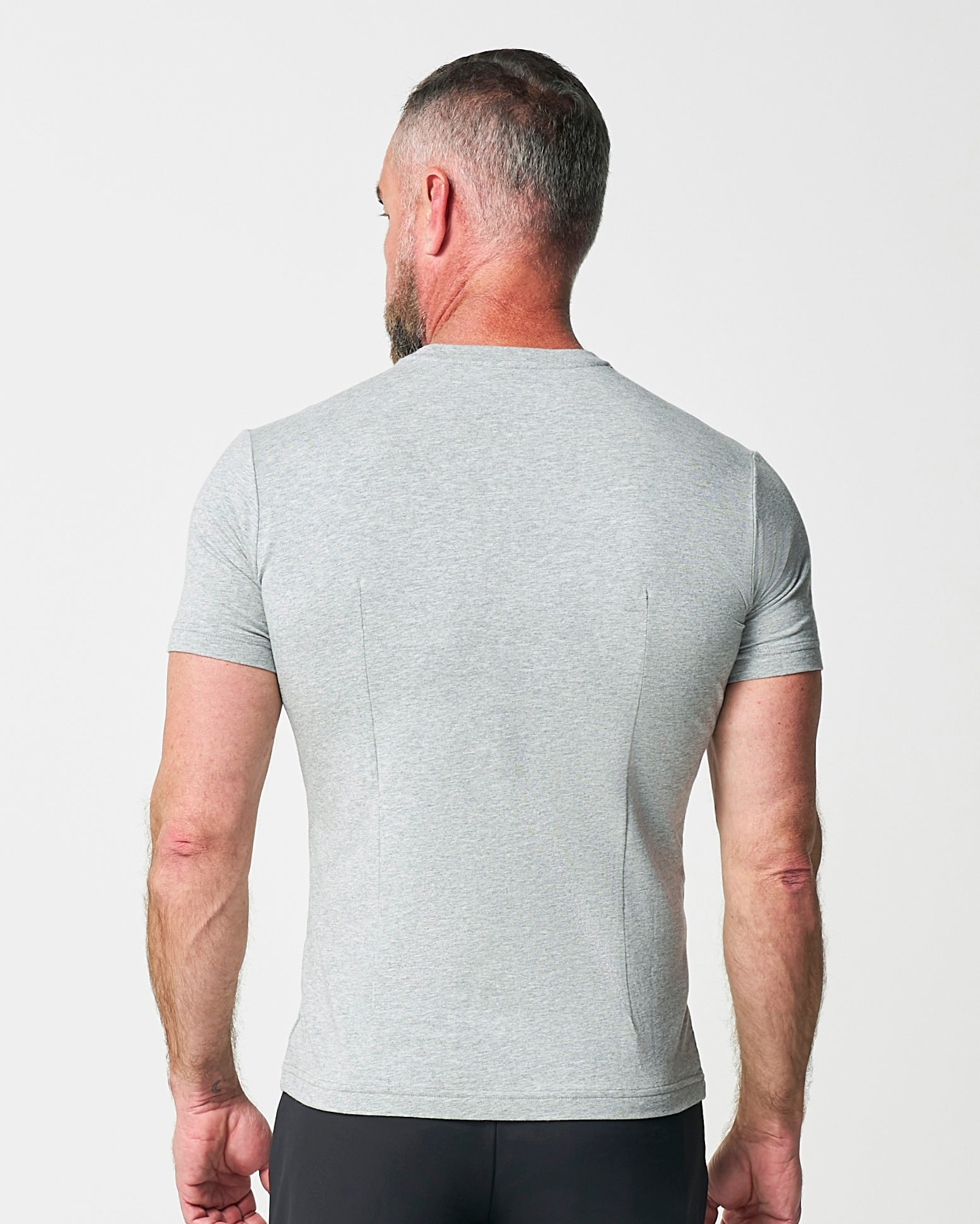 "The Sutton" Heathered Light Grey Short Sleeve Crewneck