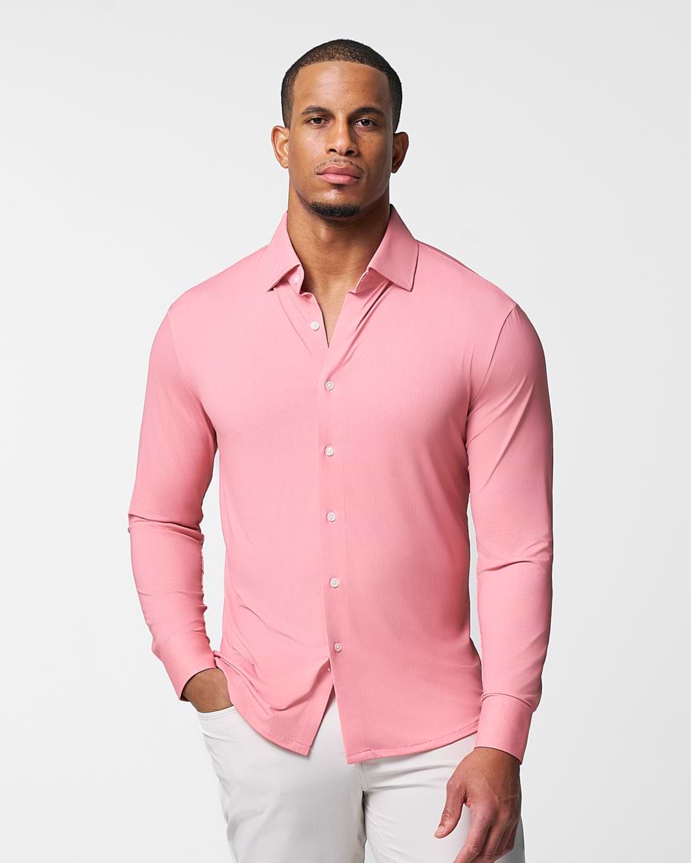 "The Daytona" Sport Shirt - Abstract Pink Mini Dot Print
