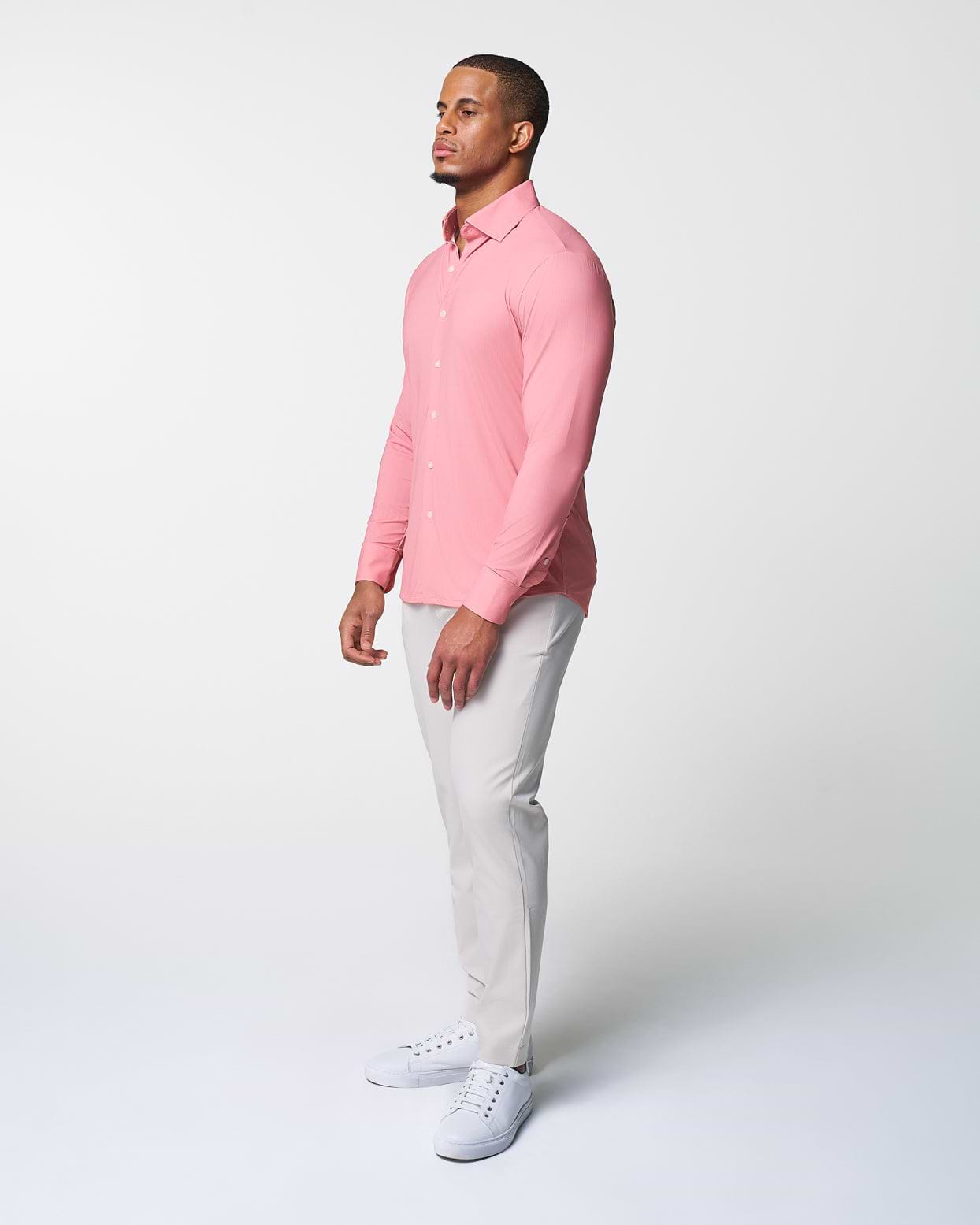 "The Daytona" Sport Shirt - Abstract Pink Mini Dot Print