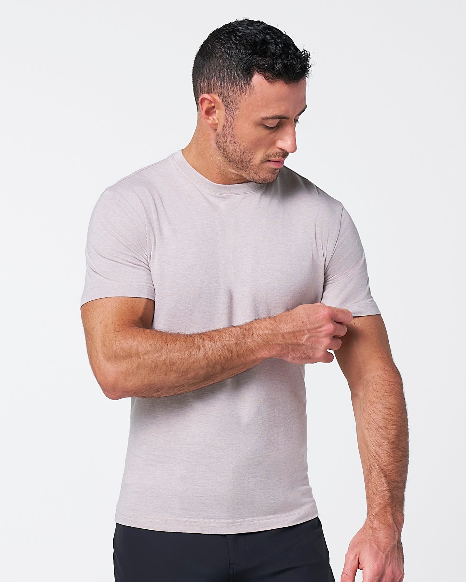"The Sinclair" Heathered Cream Short Sleeve Crewneck