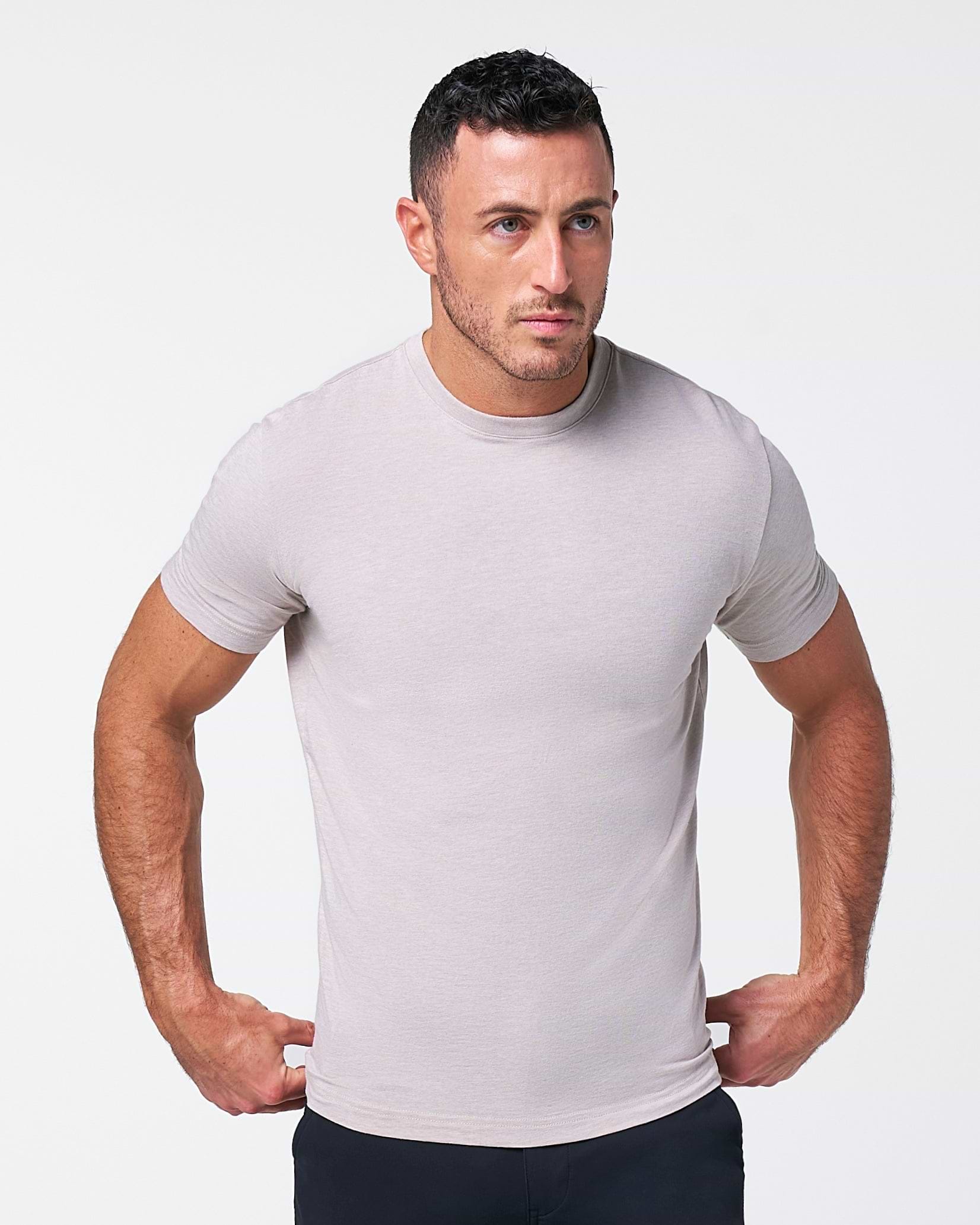 "The Sinclair" Heathered Cream Short Sleeve Crewneck