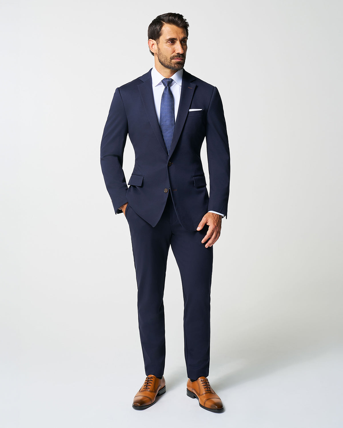 Athletic Fit Stretch Suit Pants - Navy