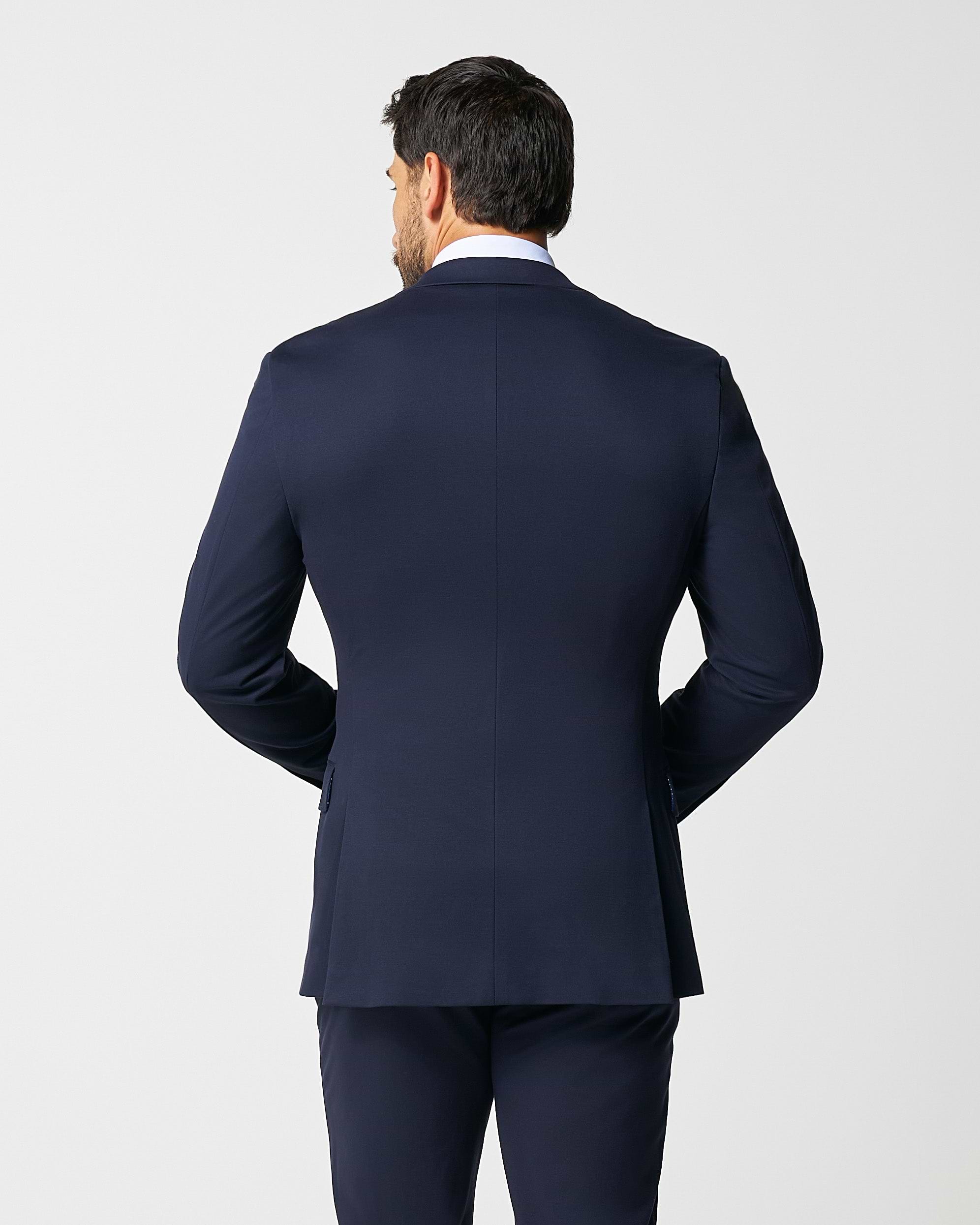 Athletic Fit Stretch Blazer - Navy Double Breasted