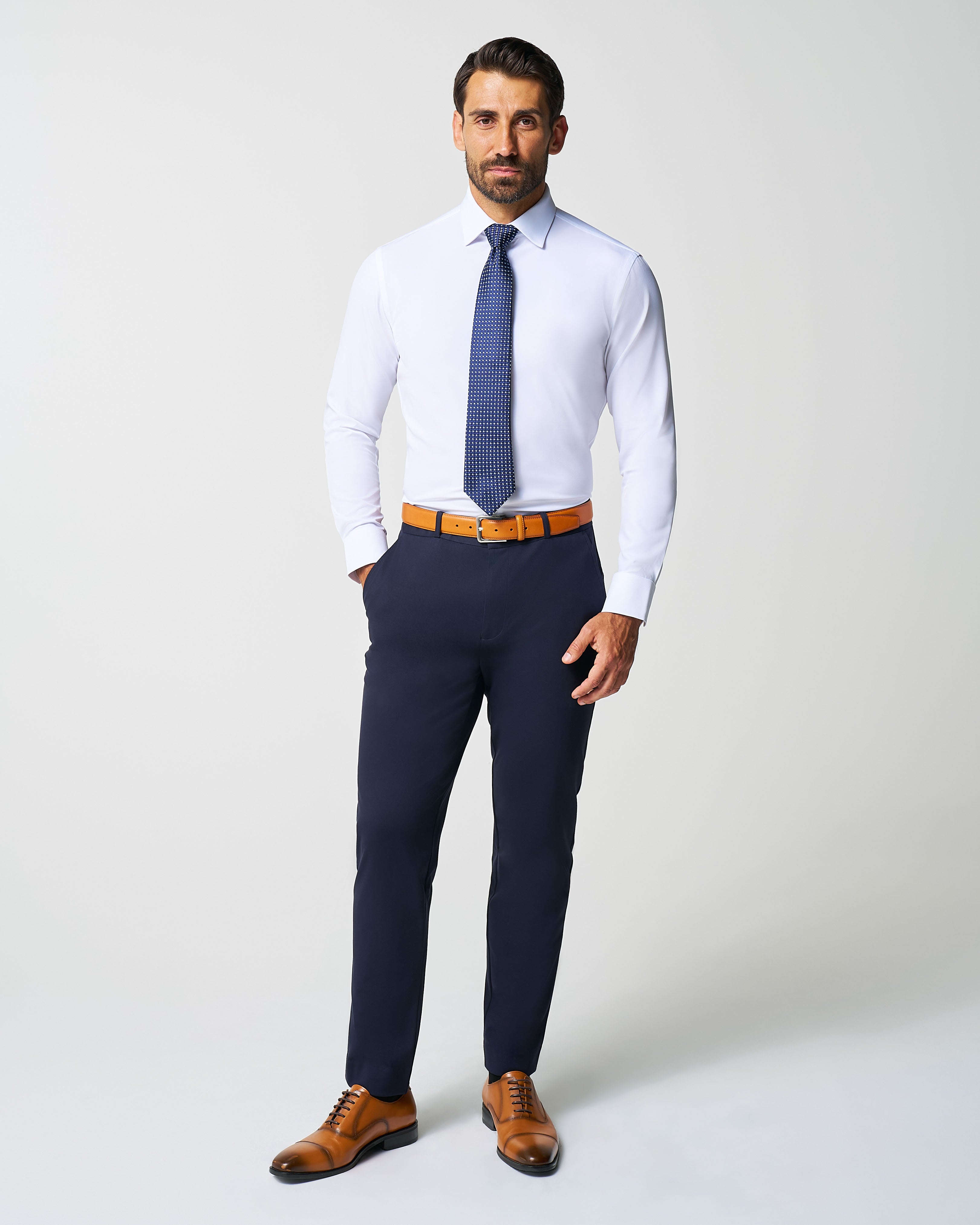 Athletic Fit Stretch Suit Pants - Navy