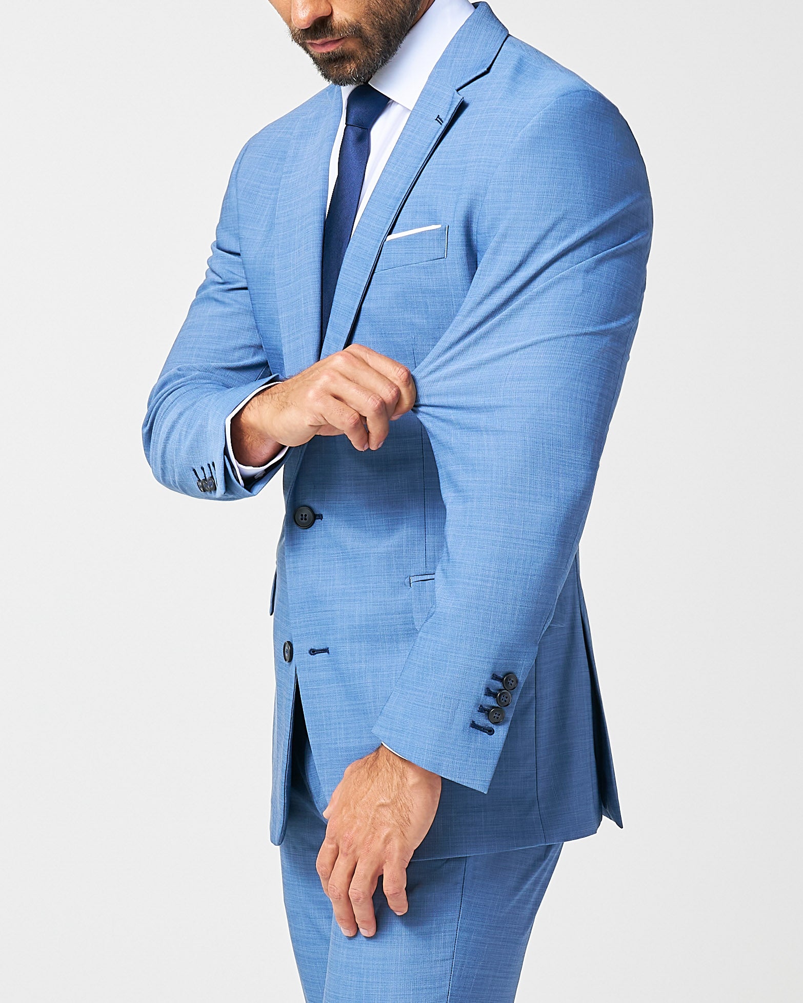 Athletic Fit Stretch Blazer - Heathered Light Blue