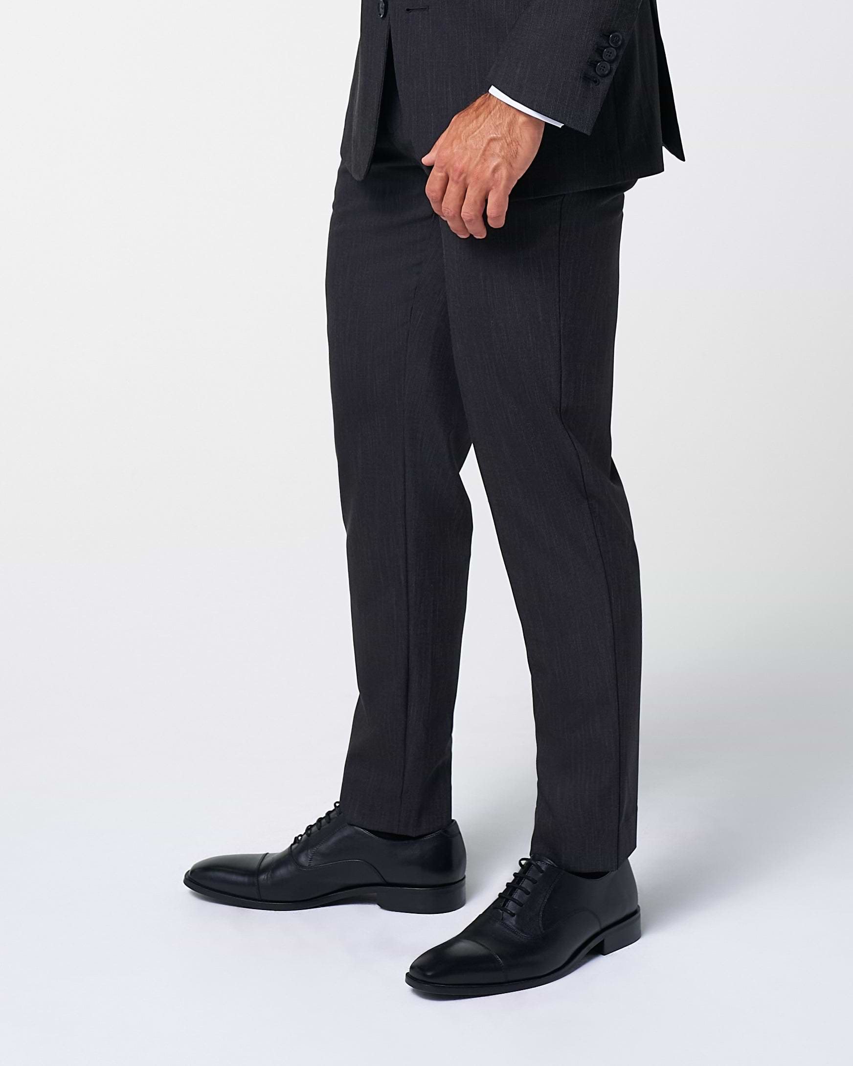 Athletic Fit Stretch Suit Pants - Heathered Charcoal