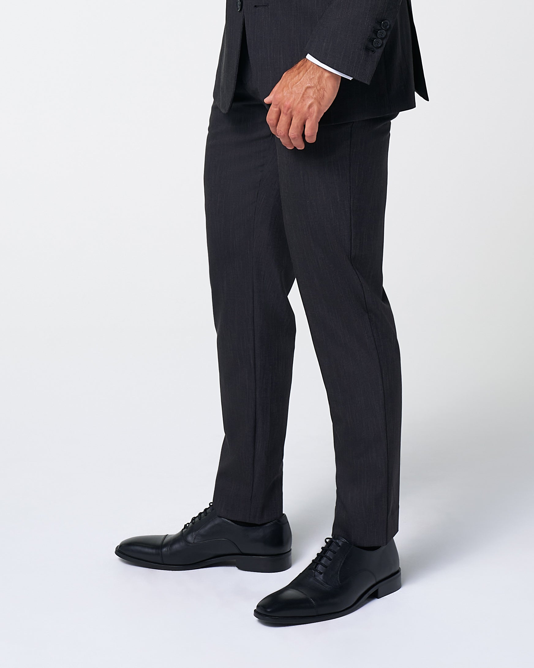 Athletic Fit Stretch Suit Pants - Heathered Charcoal